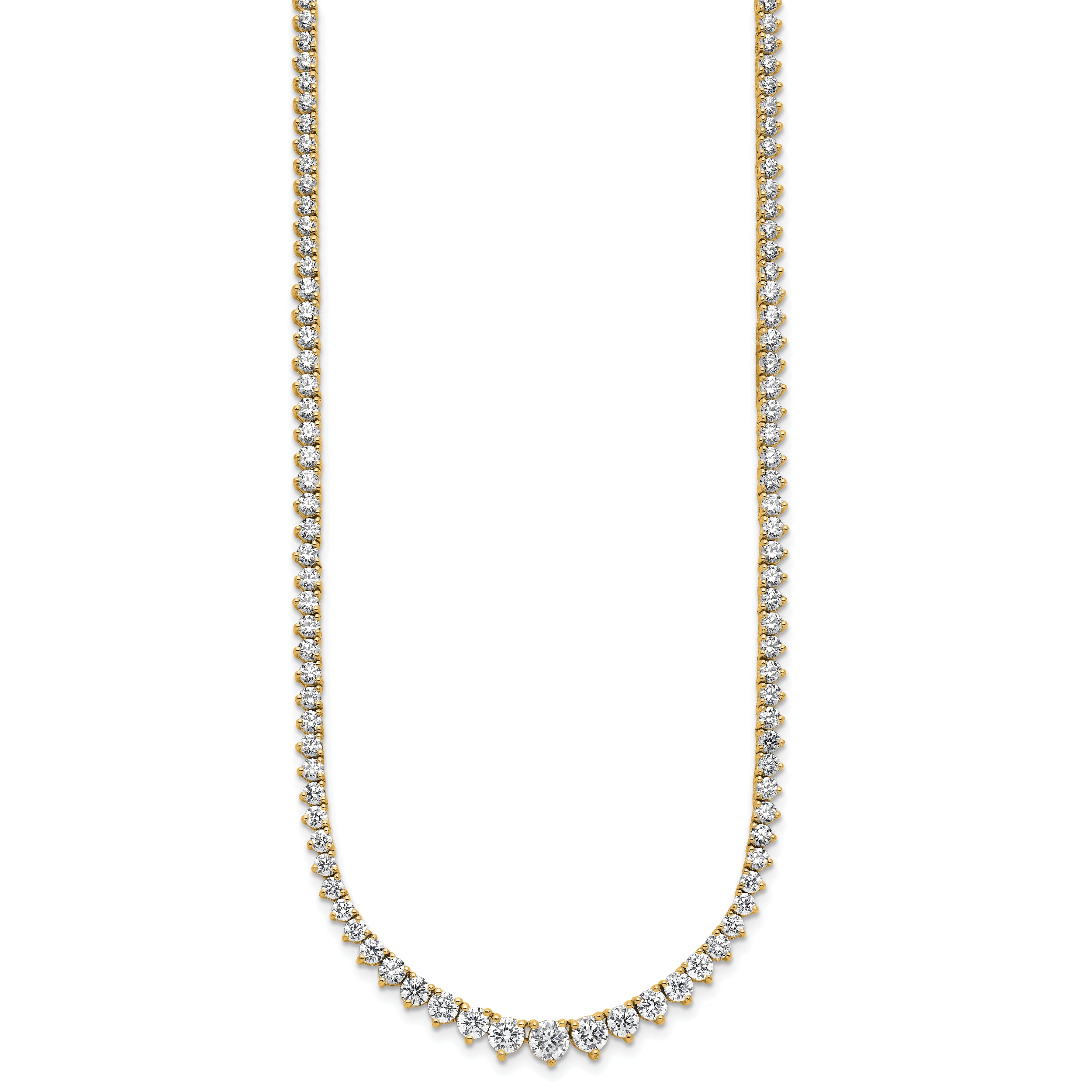14k 11 5/8 carat Lab Grown Diamond VS+ F+ Complete Round 20 inch Graduated Tennis Necklace