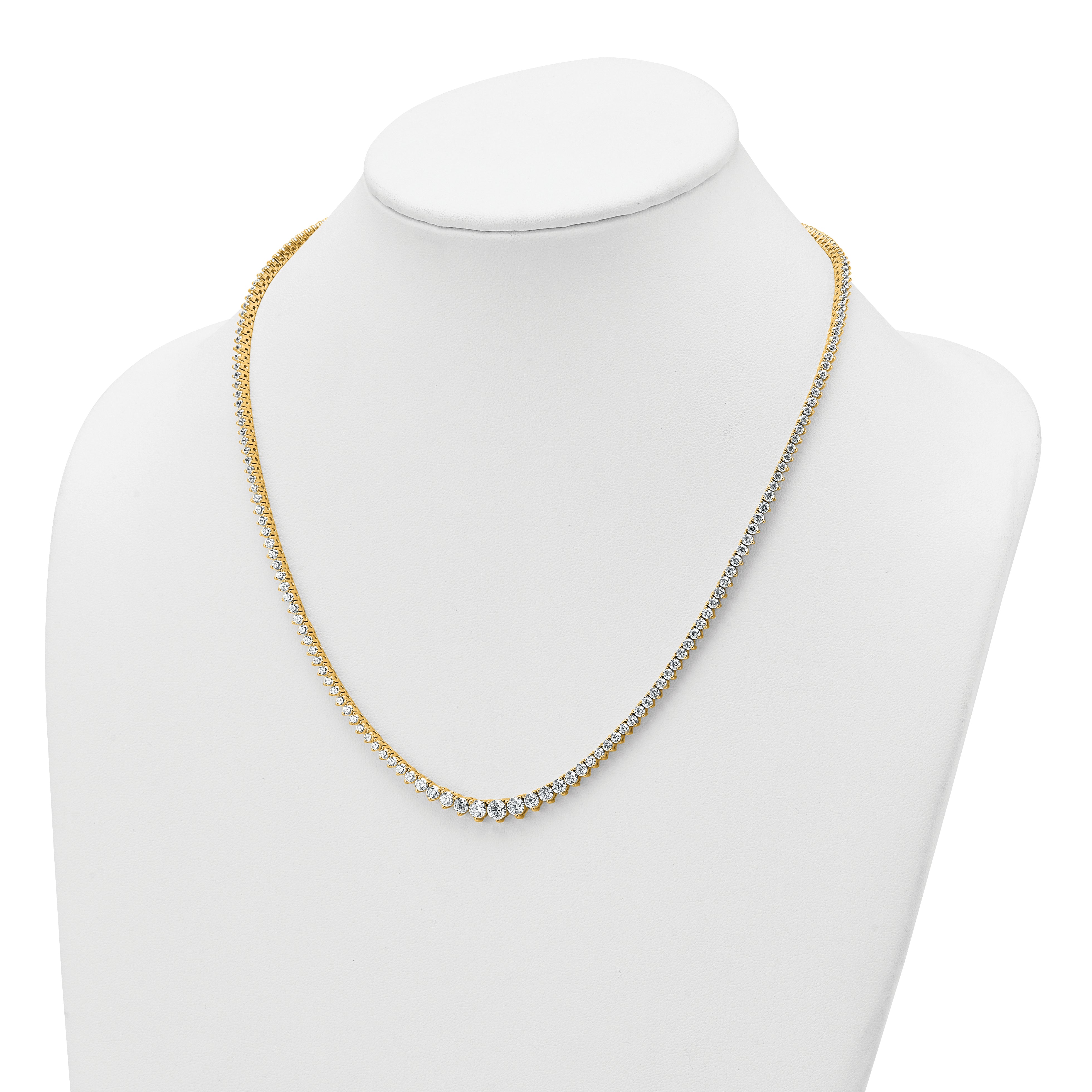 14k 11 5/8 carat Lab Grown Diamond VS+ F+ Complete Round 20 inch Graduated Tennis Necklace