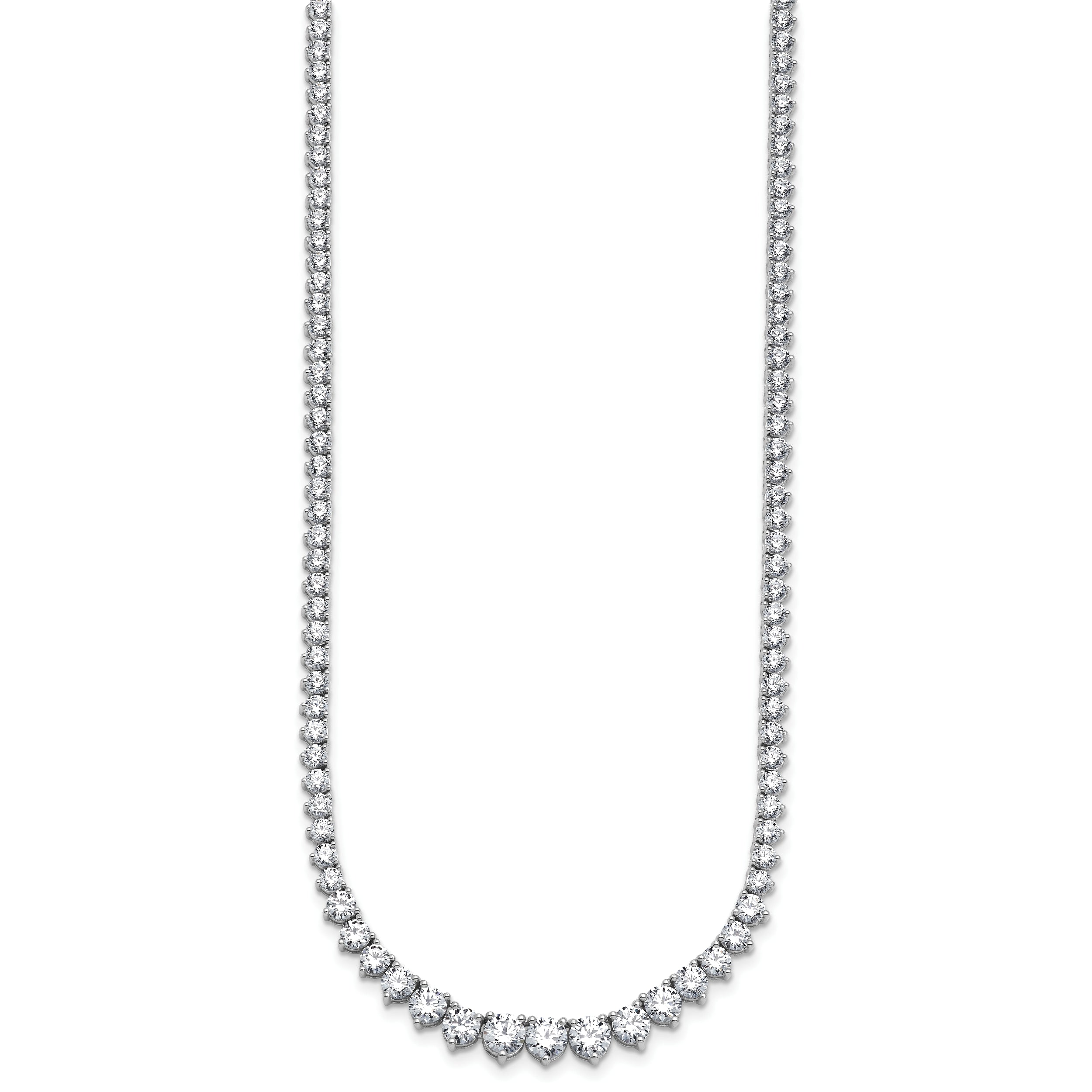 14k White Gold 15 carat Lab Grown Diamond VS+ F+ Complete Round 16 inch Graduated Tennis Necklace