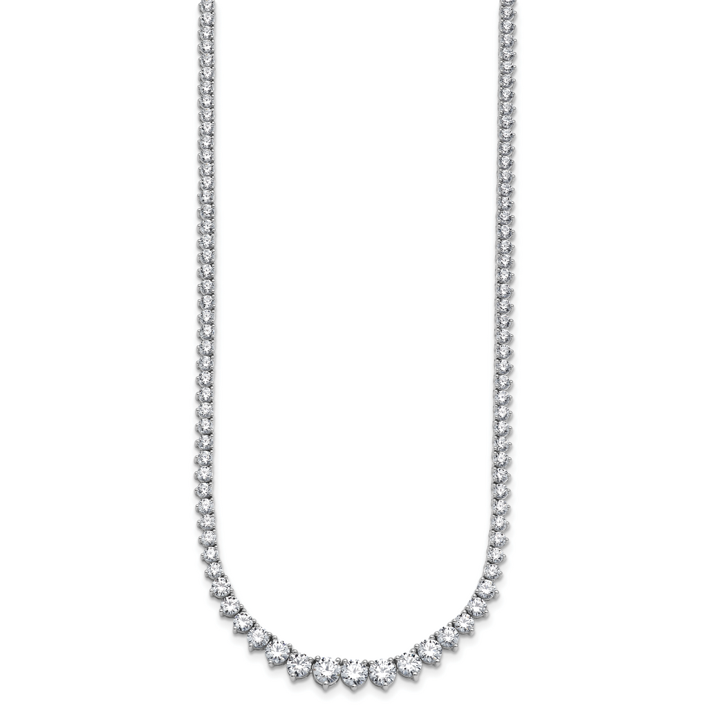 14k White Gold 15 carat Certified Lab Grown Diamond VS+ F+ Complete Round 16 inch Graduated Tennis Necklace
