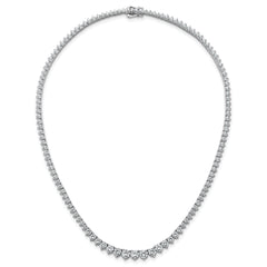 14k White Gold 15 carat Certified Lab Grown Diamond VS/SI+ G+ Complete Round 16 inch Graduated Tennis Necklace