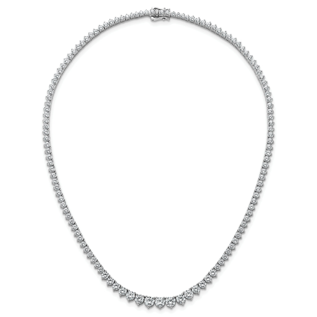 14k White Gold 15 carat Lab Grown Diamond VS/SI+ G+ Complete Round 16 inch Graduated Tennis Necklace