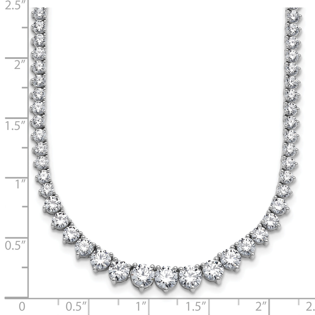 14k White Gold 15 carat Certified Lab Grown Diamond VS+ F+ Complete Round 16 inch Graduated Tennis Necklace