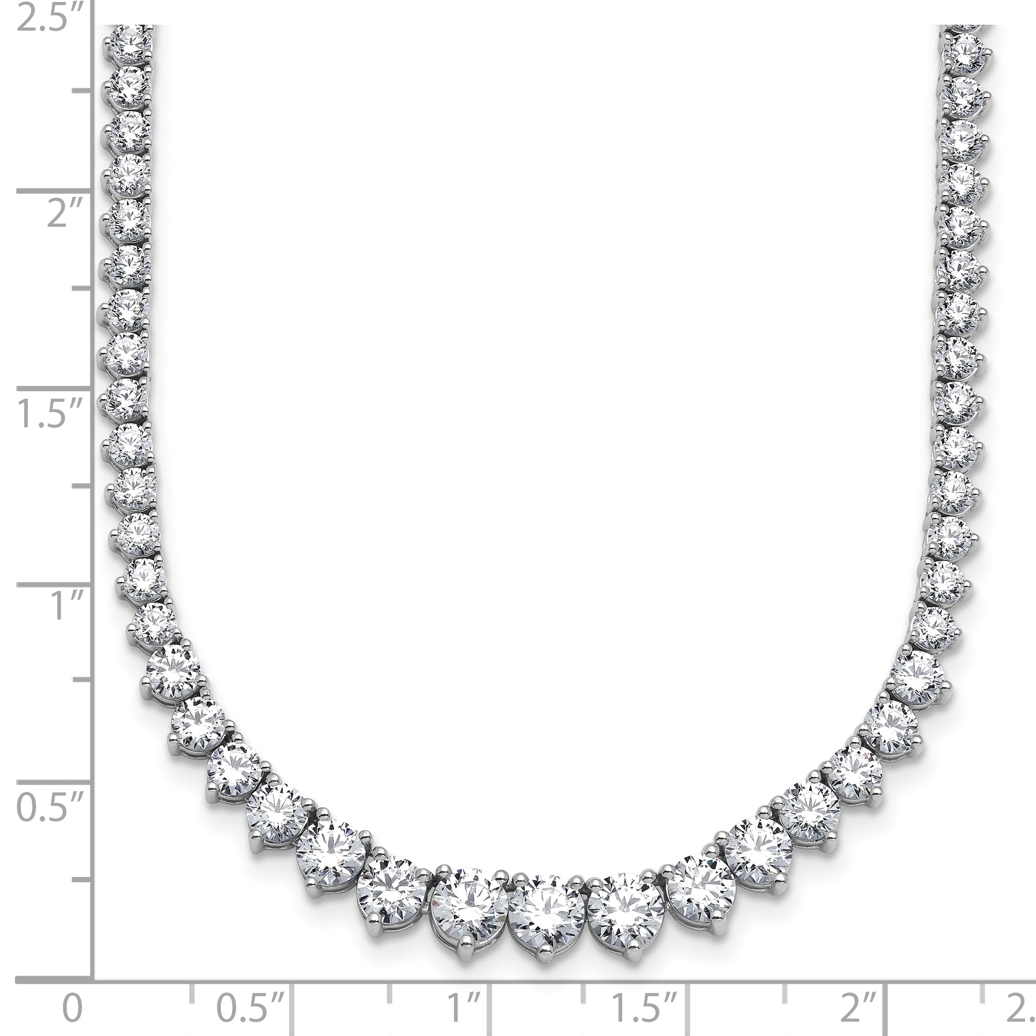 14k White Gold 15 carat Lab Grown Diamond VS/SI+ G+ Complete Round 16 inch Graduated Tennis Necklace