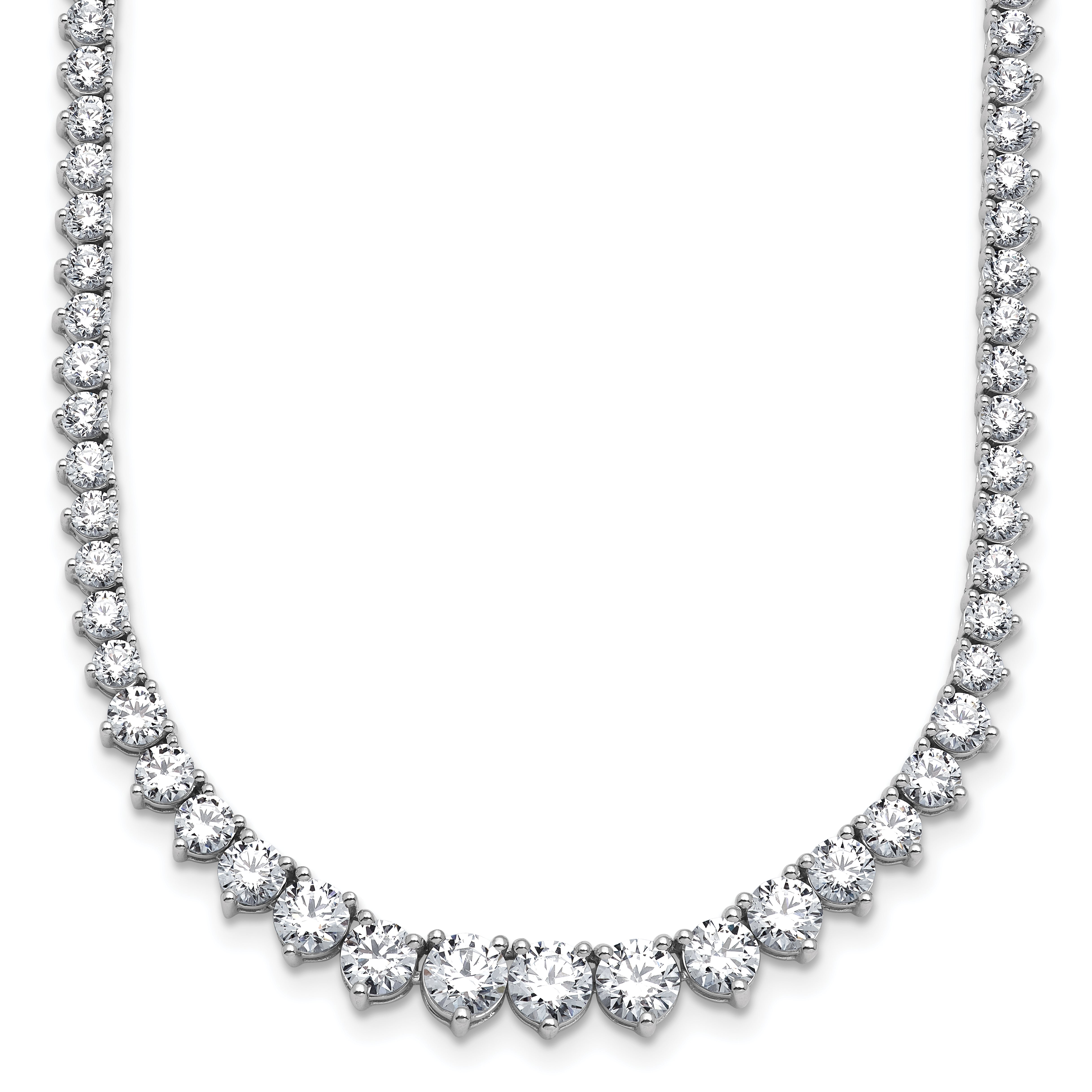 14k White Gold 15 carat Certified Lab Grown Diamond VS/SI+ G+ Complete Round 16 inch Graduated Tennis Necklace