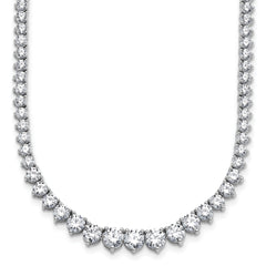 14k White Gold 15 carat Certified Lab Grown Diamond VS+ F+ Complete Round 16 inch Graduated Tennis Necklace