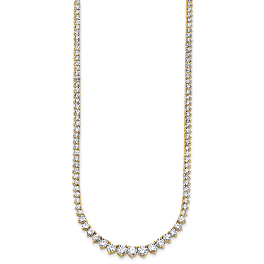 14k 15 carat Certified Lab Grown Diamond VS/SI+ G+ Complete Round 16 inch Graduated Tennis Necklace