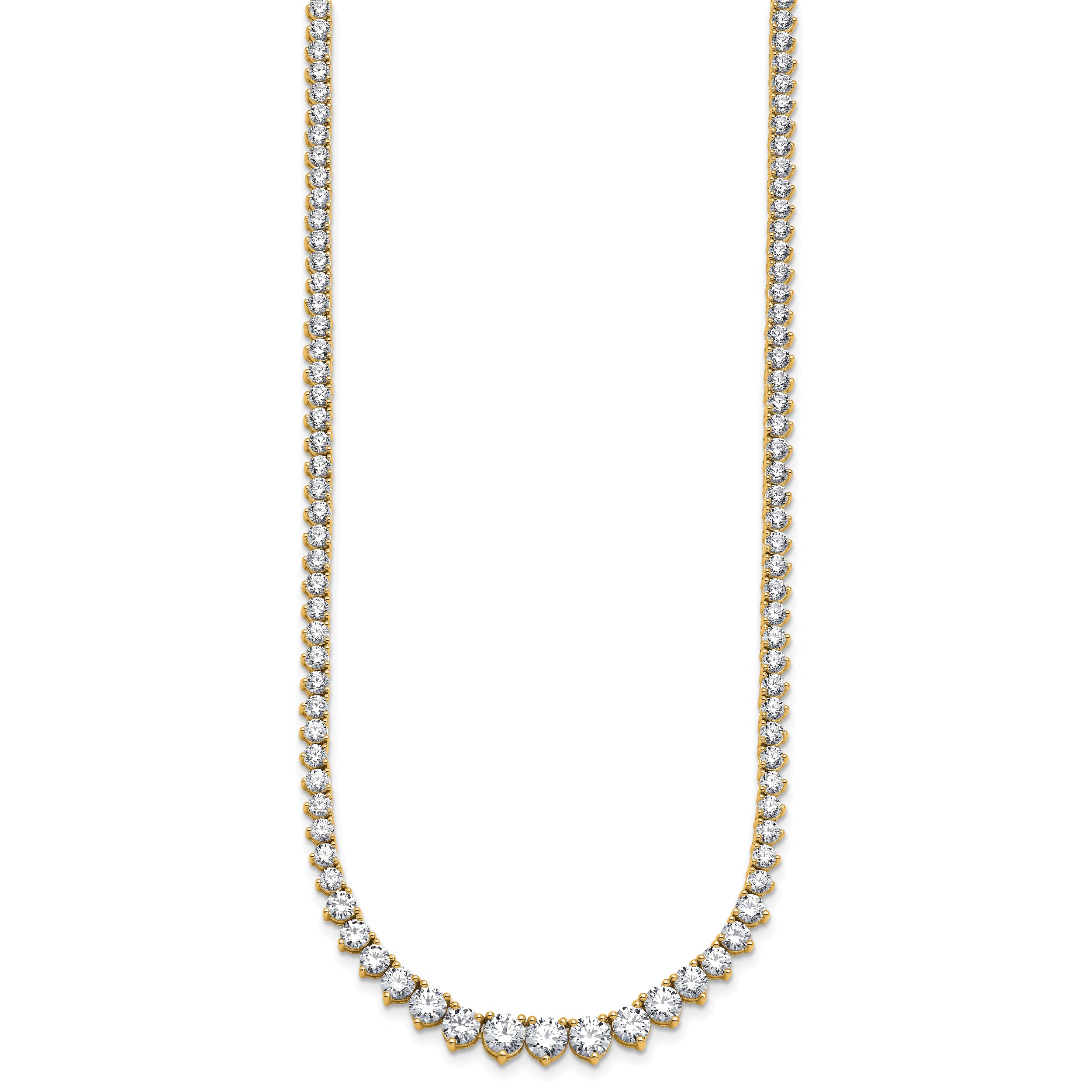 14k 15 carat Lab Grown Diamond VS+ F+ Complete Round 16 inch Graduated Tennis Necklace