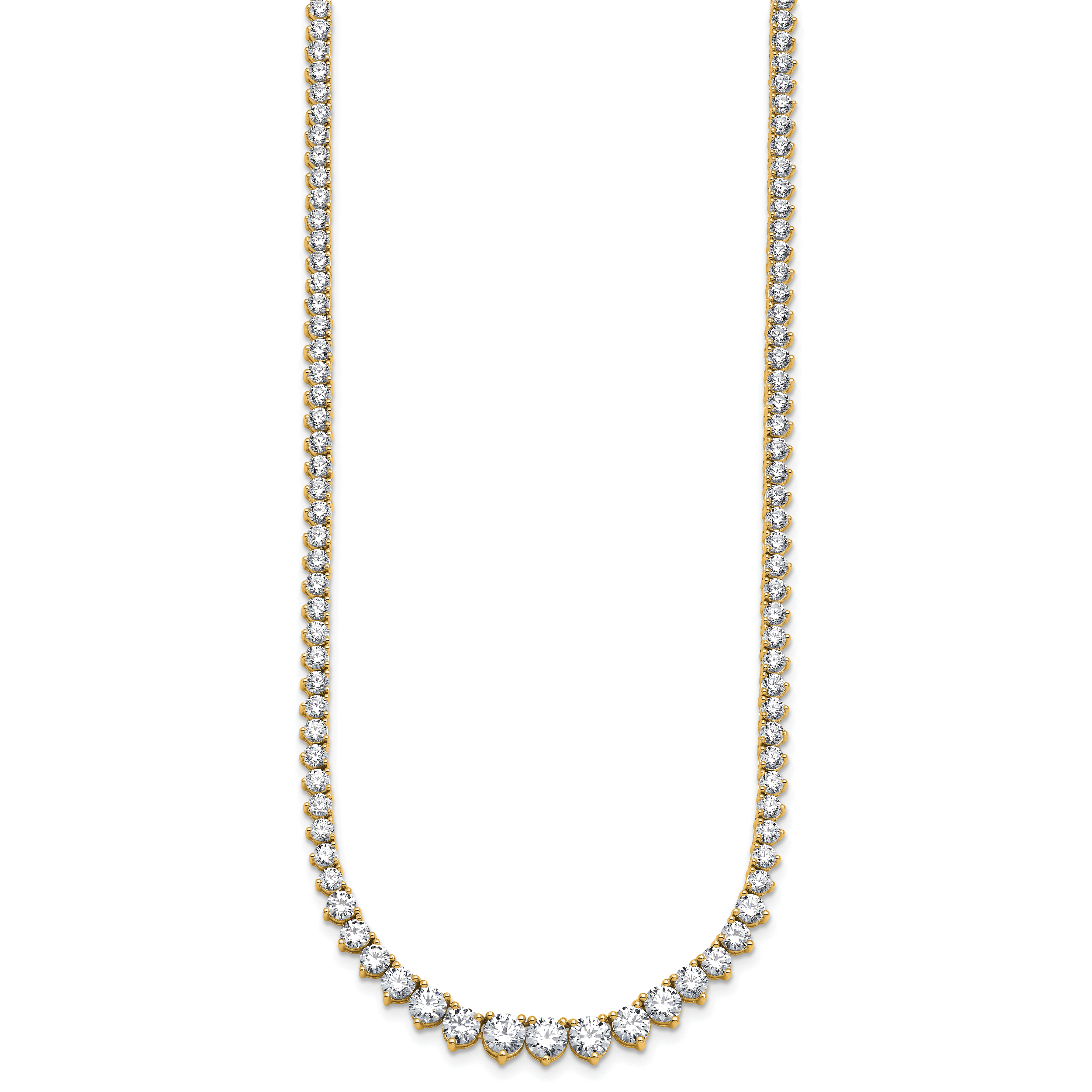 14k 15 carat Lab Grown Diamond VS+ F+ Complete Round 16 inch Graduated Tennis Necklace Secondary image