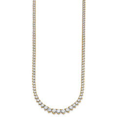 14k 15 carat Lab Grown Diamond VS+ F+ Complete Round 16 inch Graduated Tennis Necklace