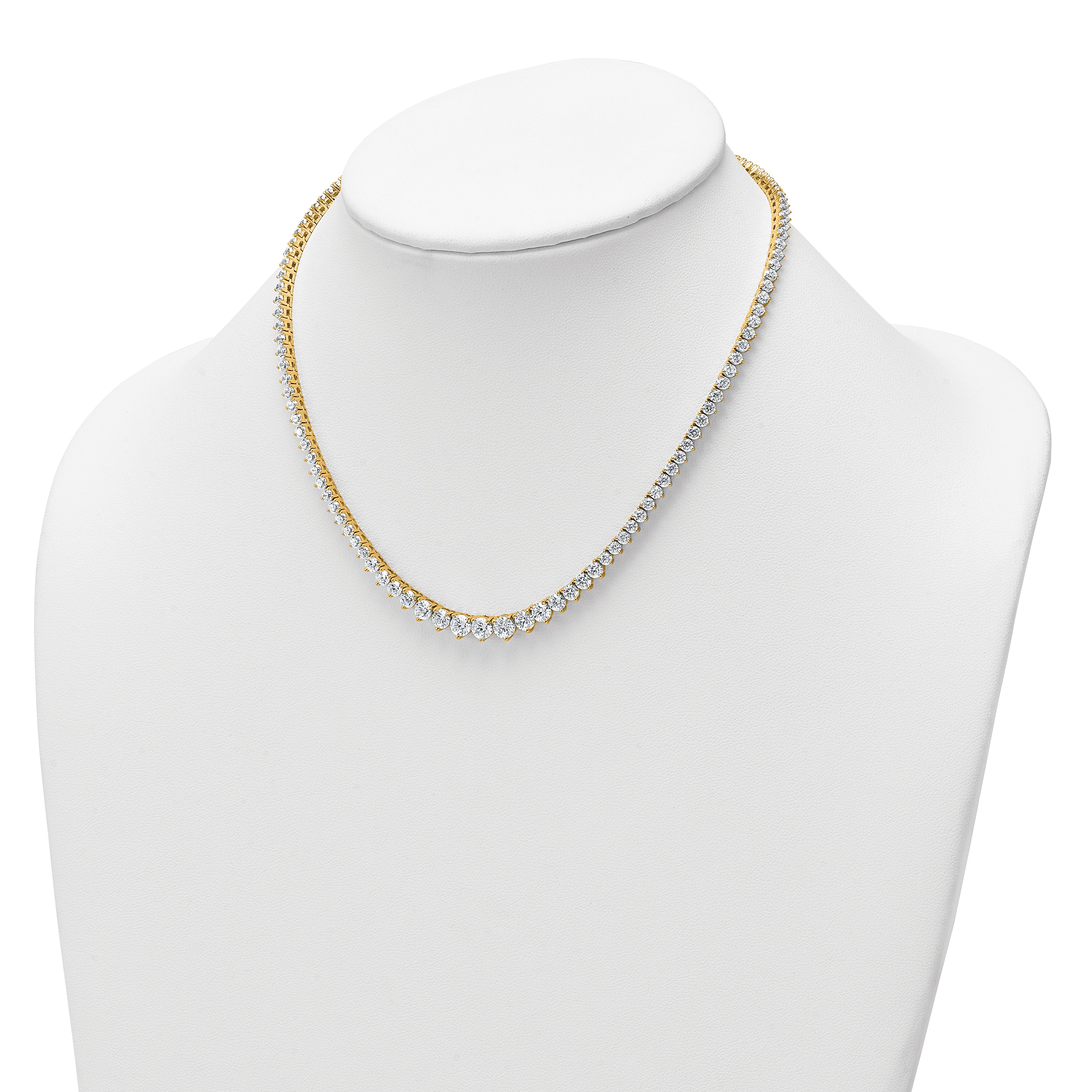 14k 15 carat Lab Grown Diamond VS+ F+ Complete Round 16 inch Graduated Tennis Necklace
