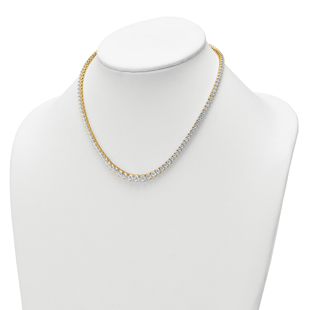 14k 15 carat Lab Grown Diamond VS+ F+ Complete Round 16 inch Graduated Tennis Necklace