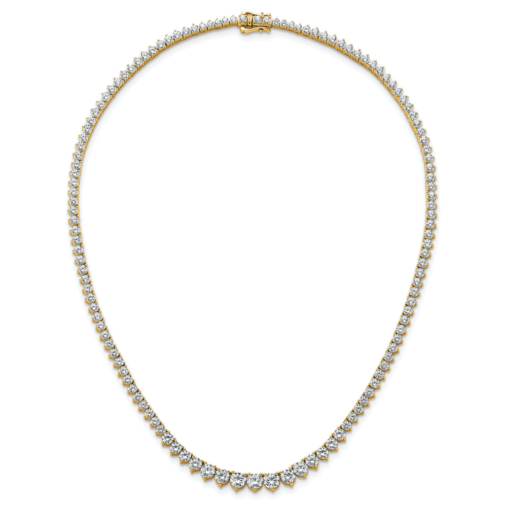 14k 15 carat Certified Lab Grown Diamond VS+ F+ Complete Round 16 inch Graduated Tennis Necklace