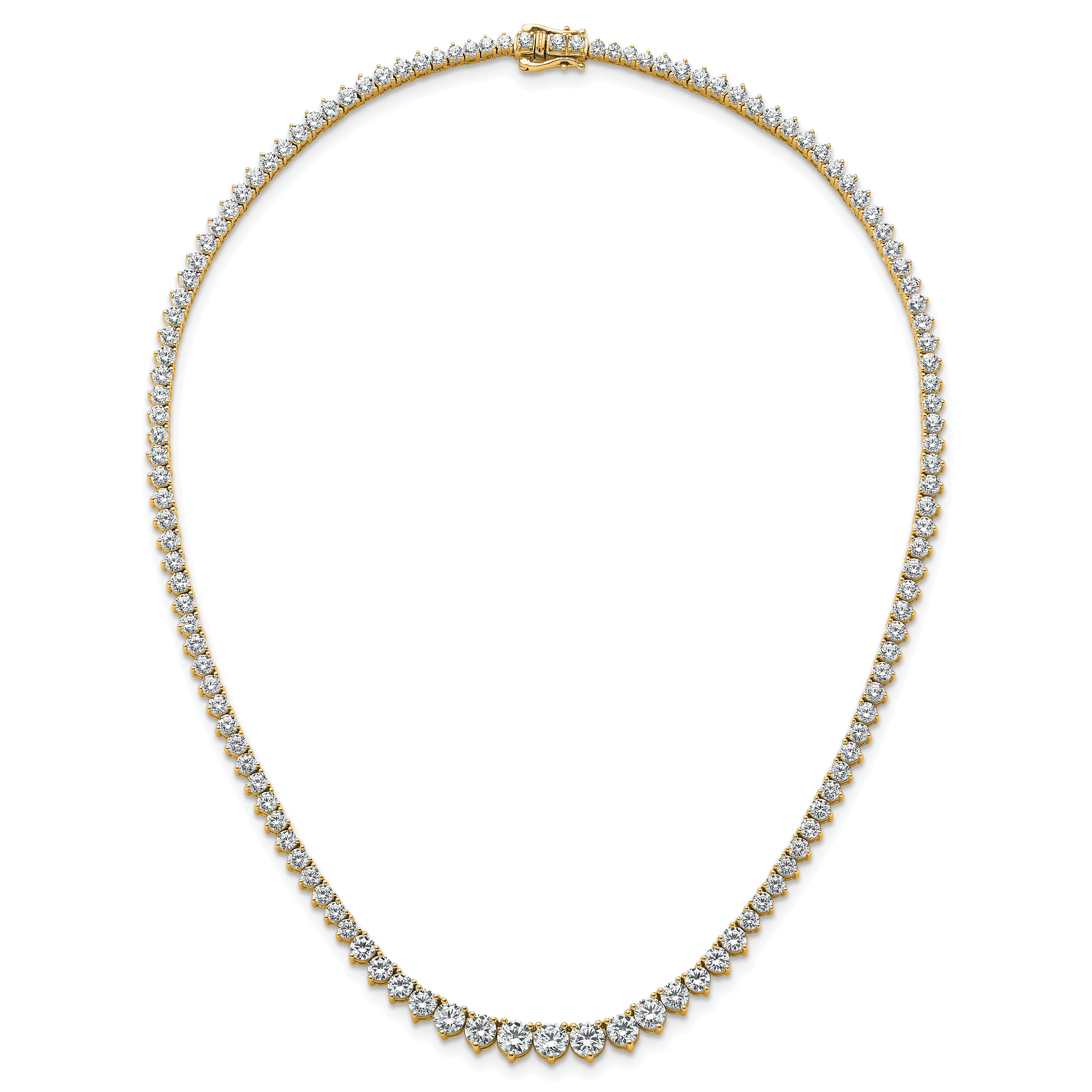 14k 15 carat Certified Lab Grown Diamond VS+ F+ Complete Round 16 inch Graduated Tennis Necklace