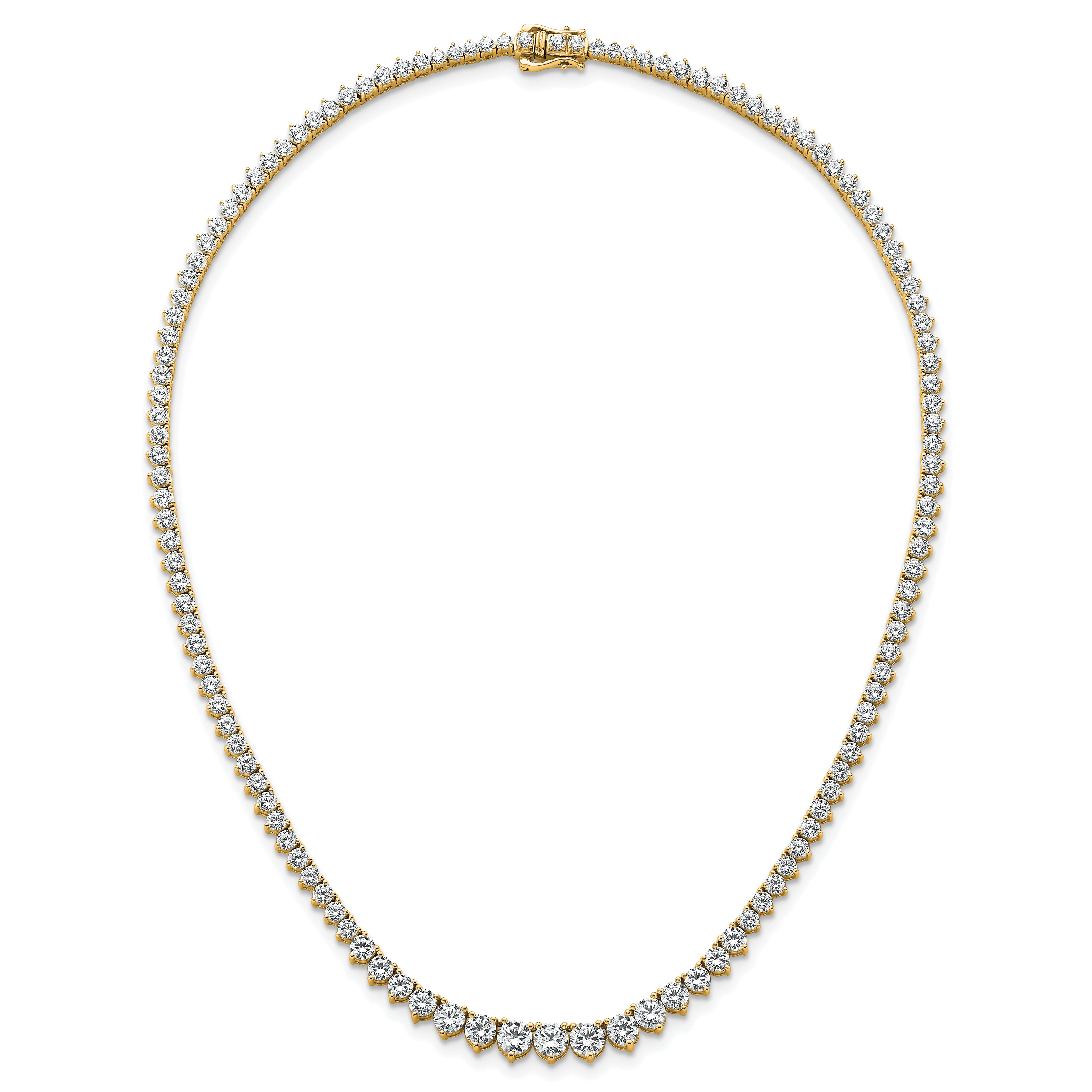 14k 15 carat Lab Grown Diamond VS+ F+ Complete Round 16 inch Graduated Tennis Necklace