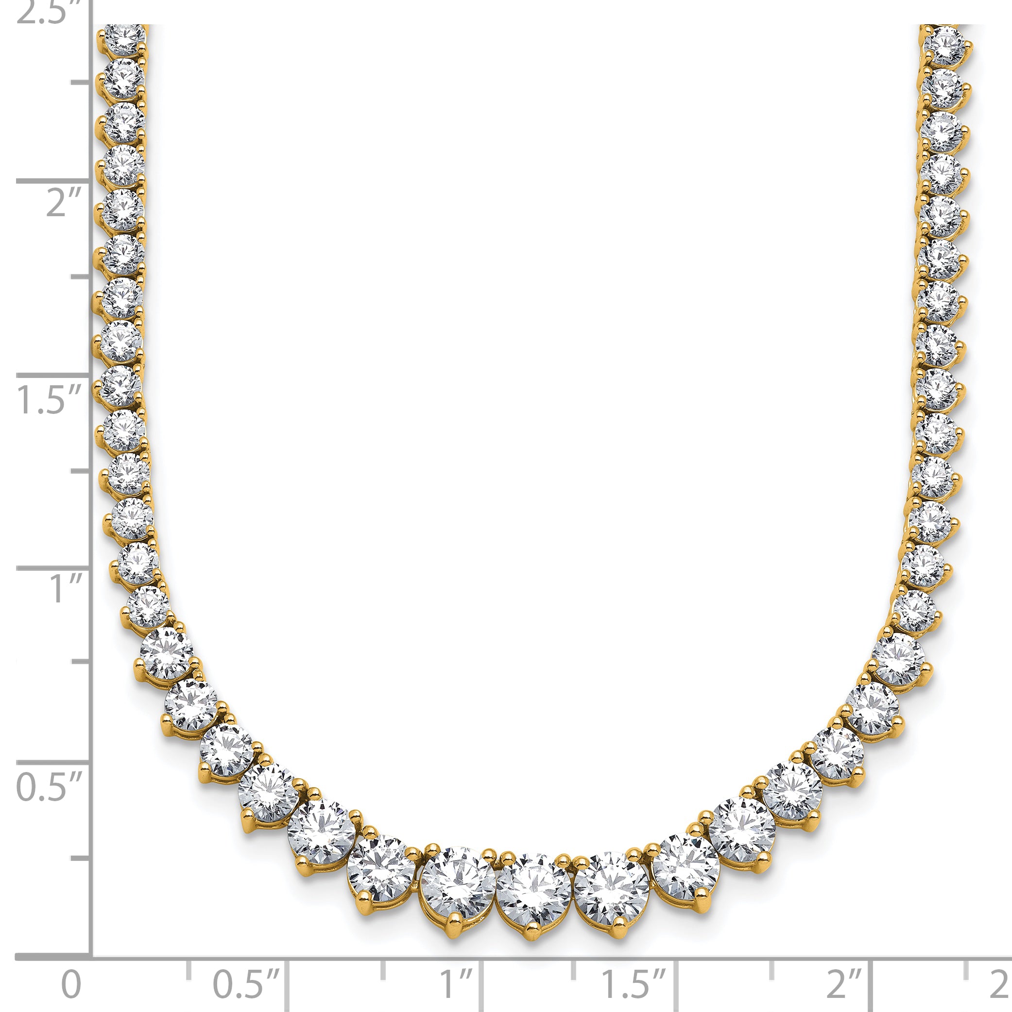 14k 15 carat Lab Grown Diamond VS+ F+ Complete Round 16 inch Graduated Tennis Necklace