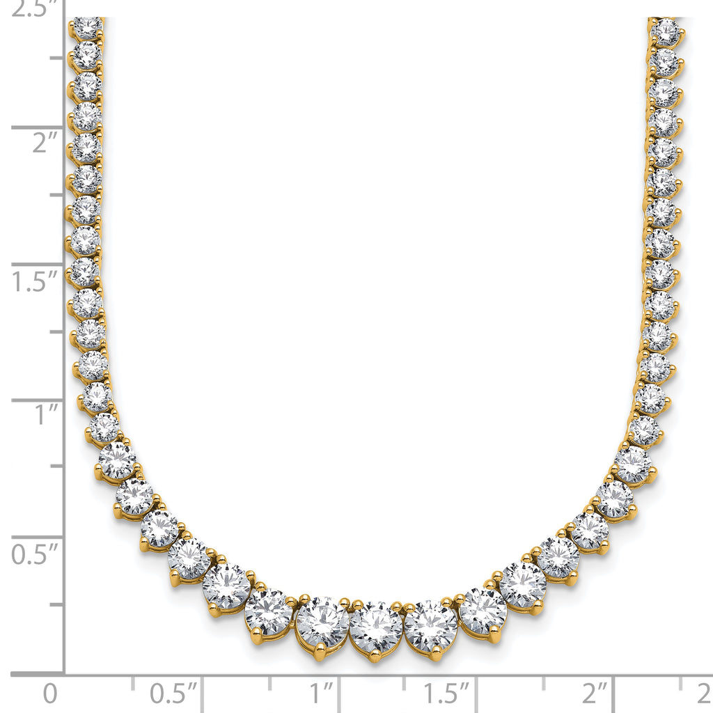14k 15 carat Lab Grown Diamond VS+ F+ Complete Round 16 inch Graduated Tennis Necklace