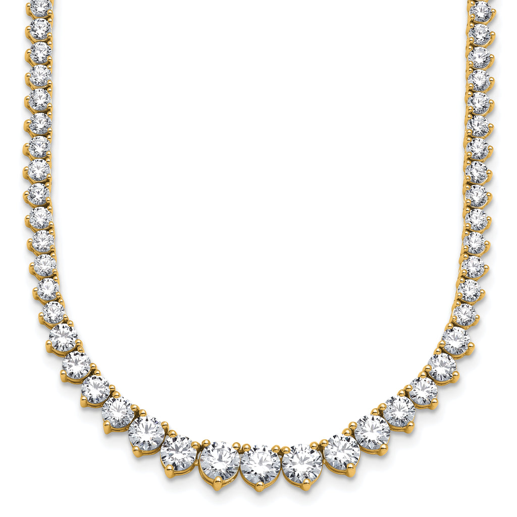 14k 15 carat Lab Grown Diamond VS+ F+ Complete Round 16 inch Graduated Tennis Necklace