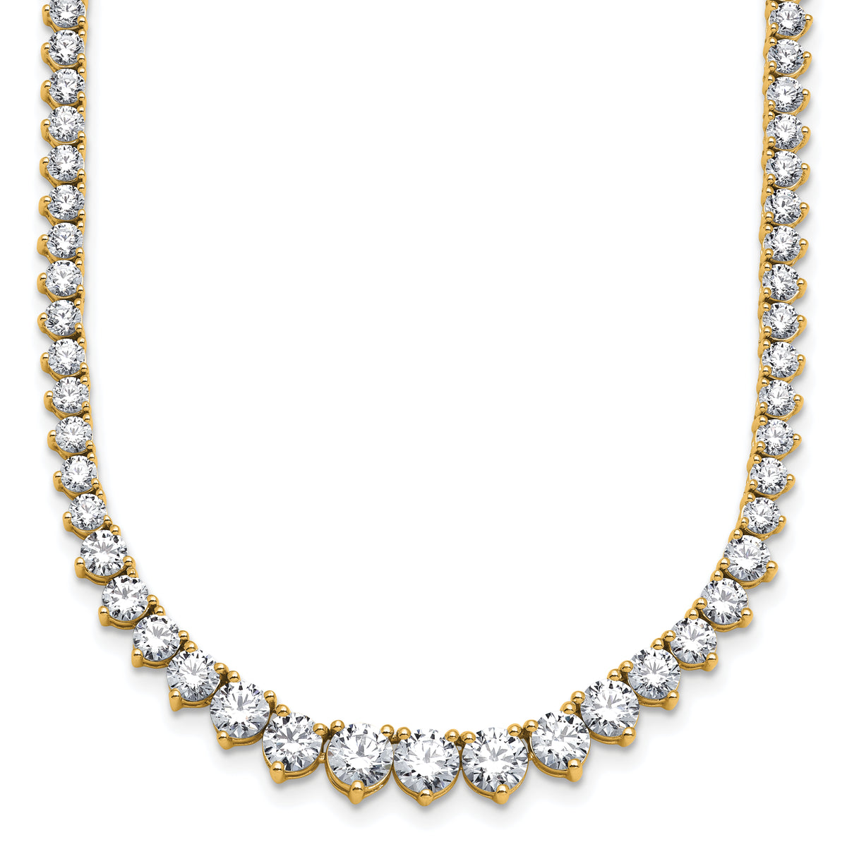 14k 15 carat Lab Grown Diamond VS+ F+ Complete Round 16 inch Graduated Tennis Necklace