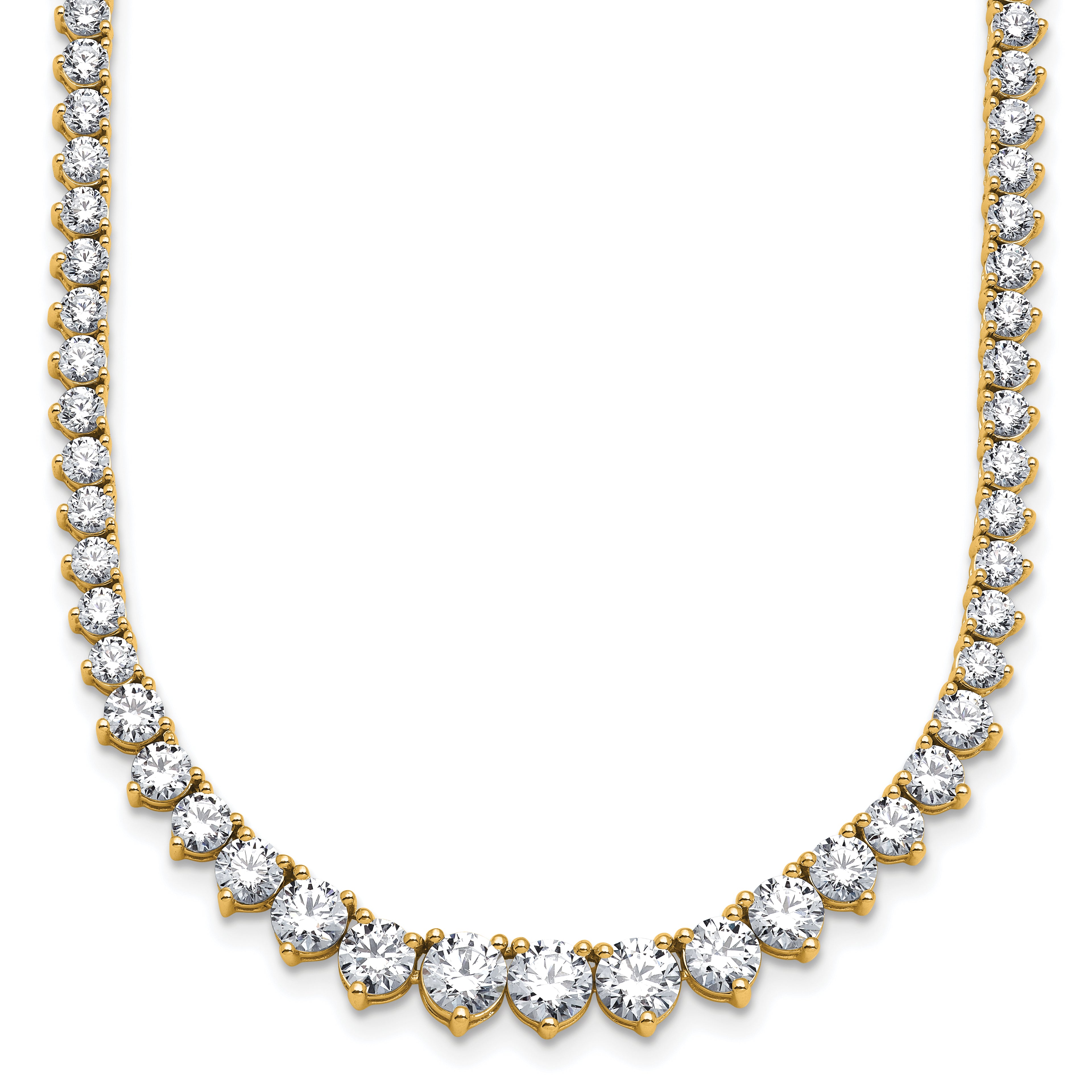 14k 15 carat Certified Lab Grown Diamond VS+ F+ Complete Round 16 inch Graduated Tennis Necklace