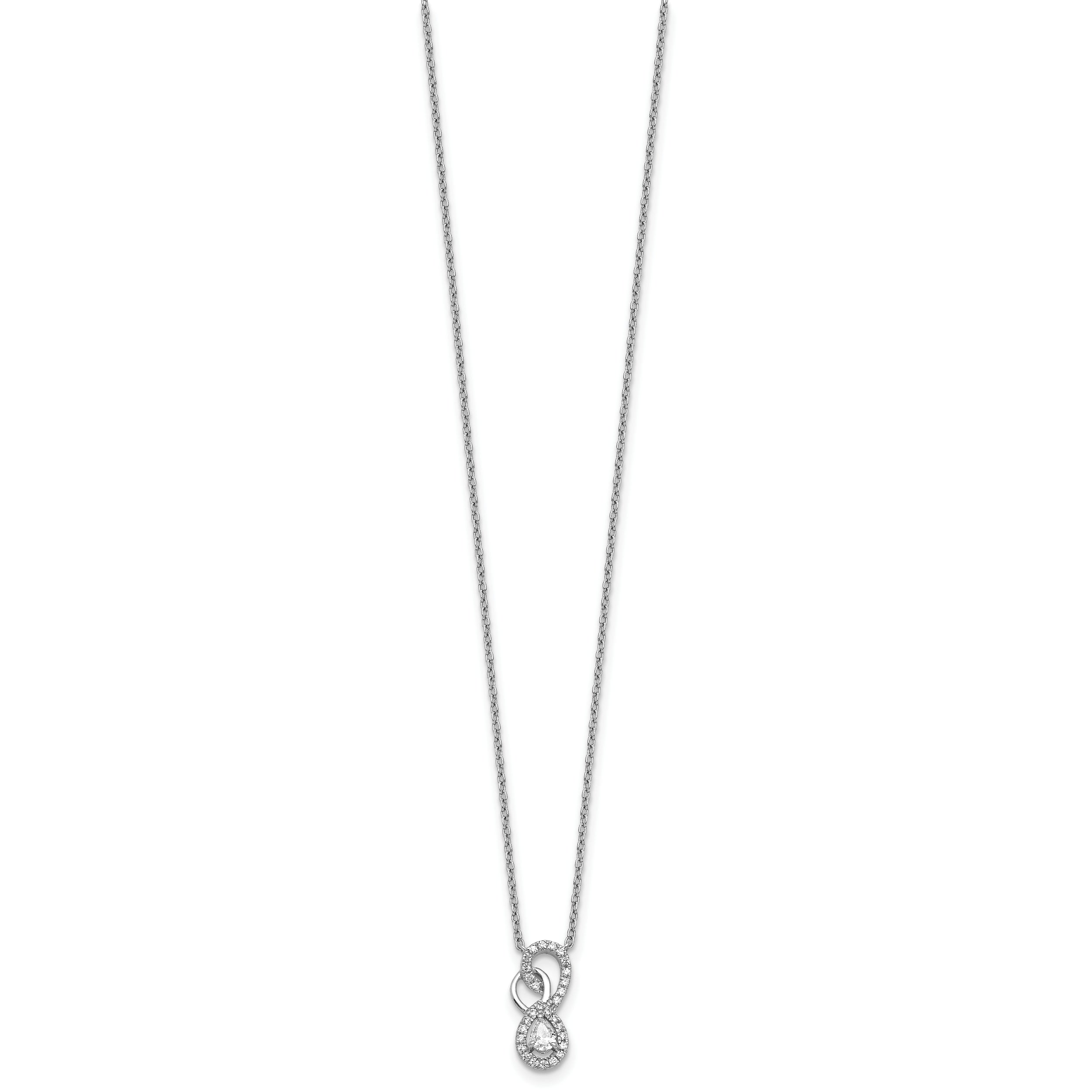 14K White Gold Polished 1/4 carat Diamond Fancy Infinity 18 inch Necklace