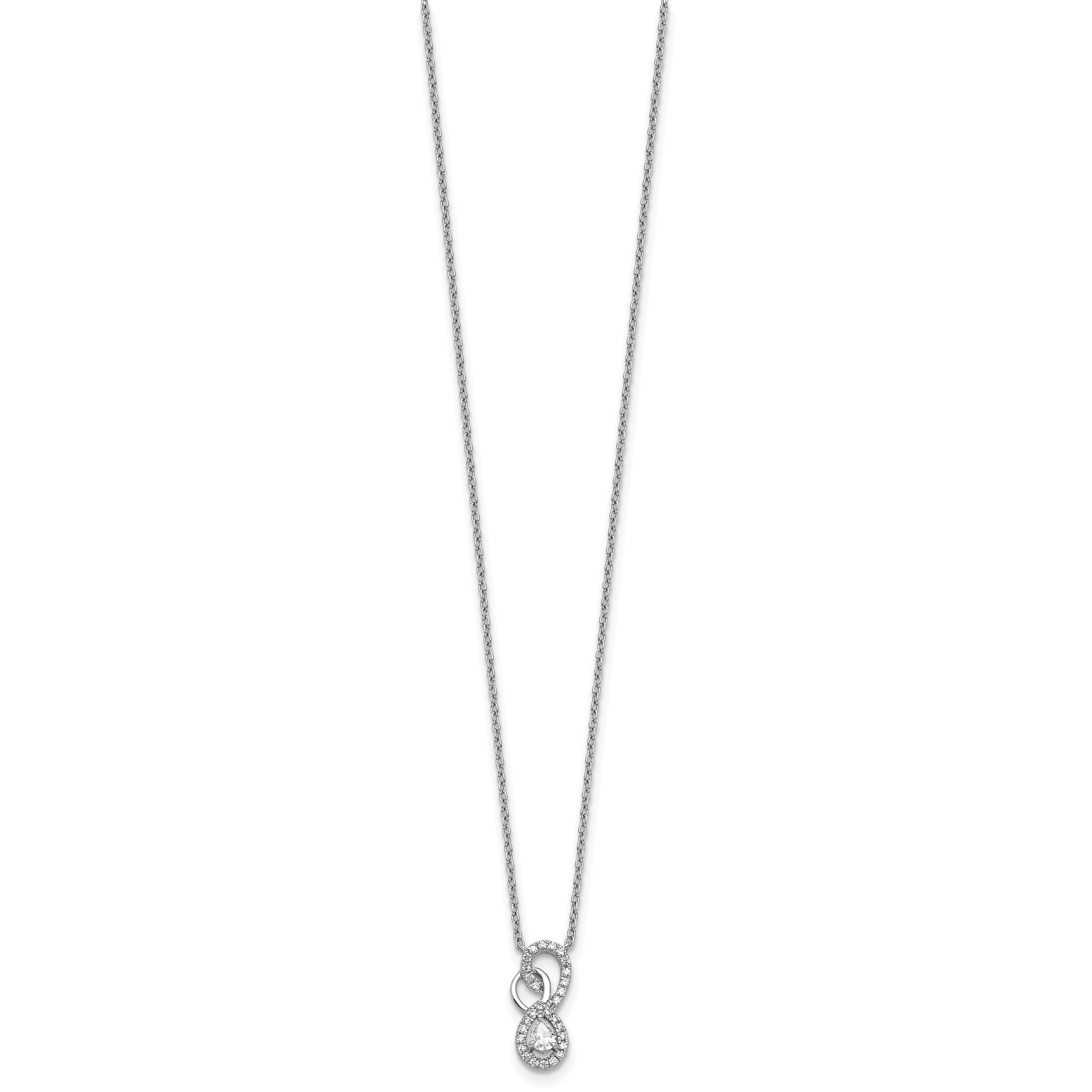 14K White Gold Polished 1/4 carat Diamond Fancy Infinity 18 inch Necklace
