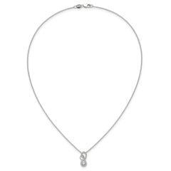 14K White Gold Polished 1/4 carat Diamond Fancy Infinity 18 inch Necklace