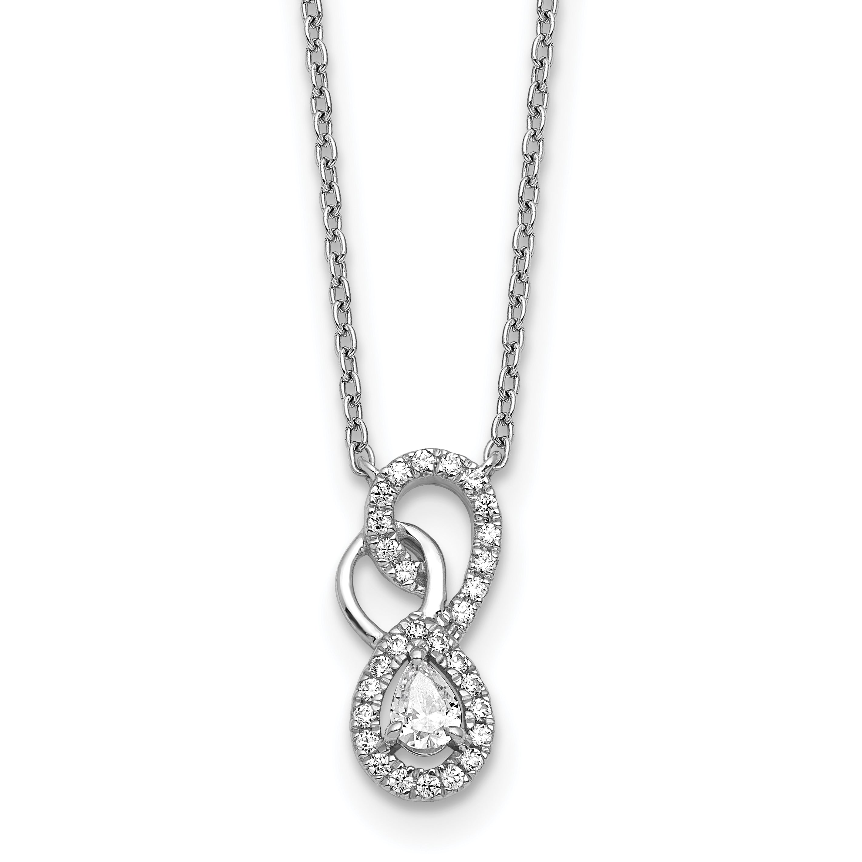 14K White Gold Polished 1/4 carat Diamond Fancy Infinity 18 inch Necklace