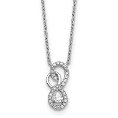 14K White Gold Polished 1/4 carat Diamond Fancy Infinity 18 inch Necklace
