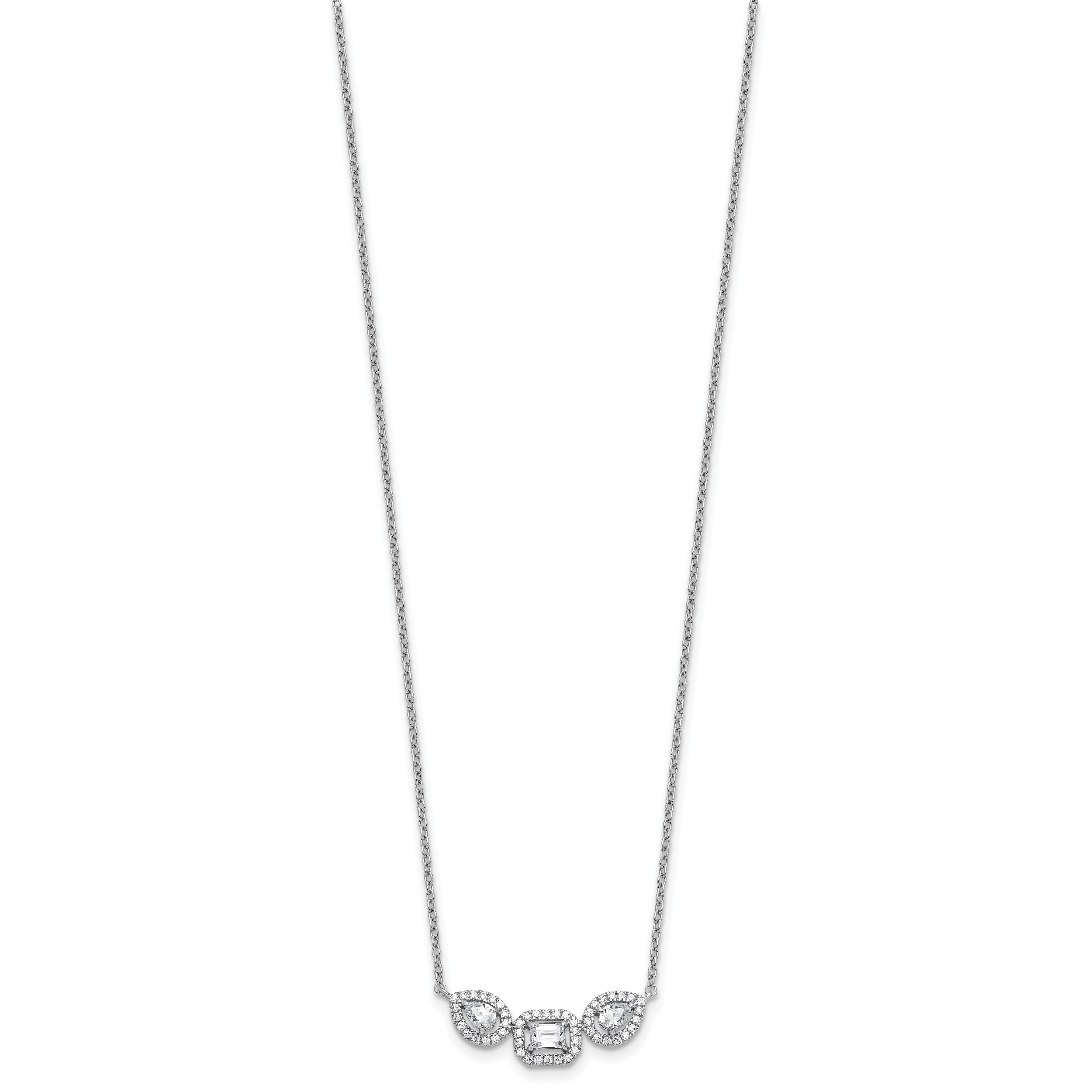 14k White Gold 3/4 carat Lab Grown Diamond VS+ F+ Complete 18 inch Three Stone Fashion Necklace