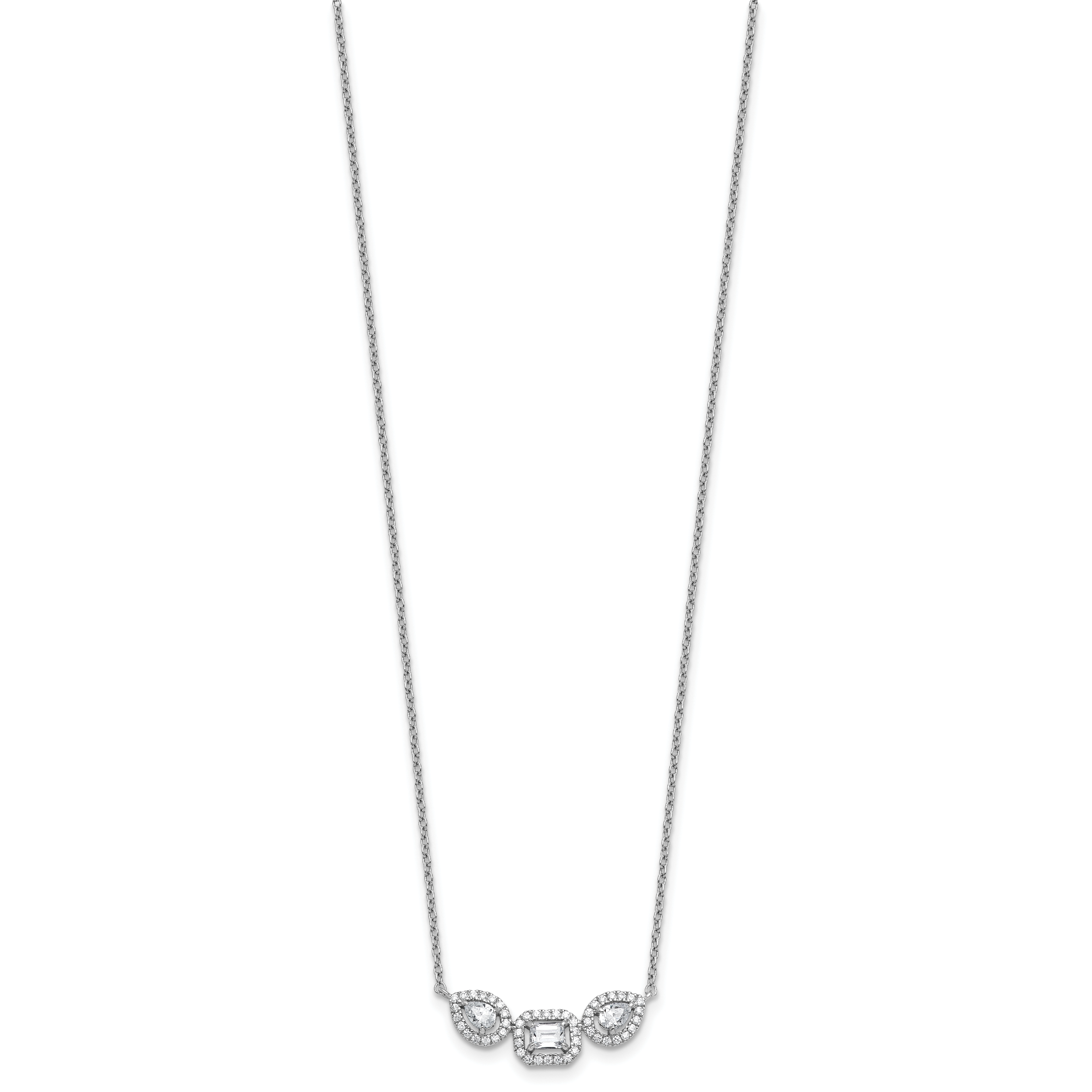 14k White Gold 3/4 carat Lab Grown Diamond VS+ F+ Complete 18 inch Three Stone Fashion Necklace