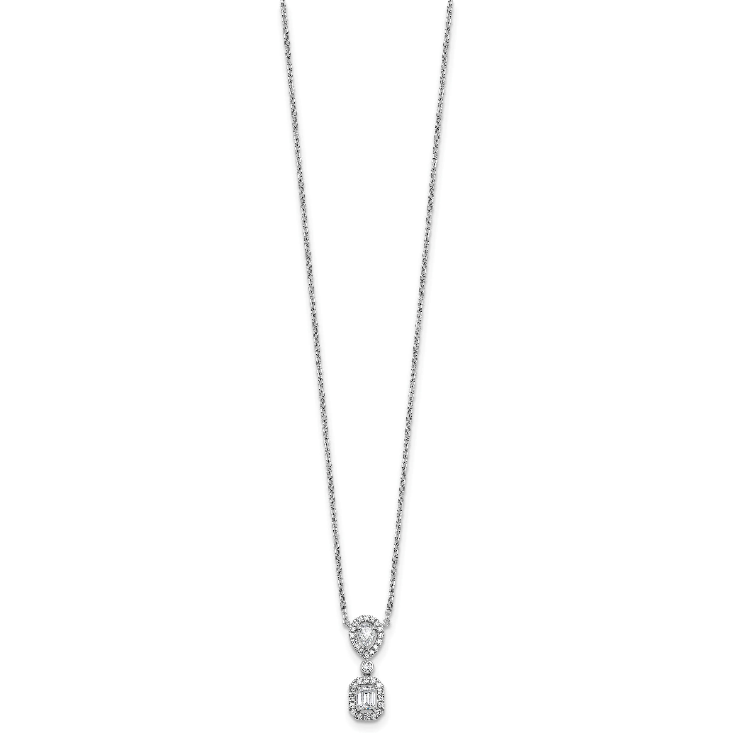 14k White Gold 1/2 carat Lab Grown Diamond VS+ F+ Complete 18 inch Halo Dangle Fashion Necklace Secondary image
