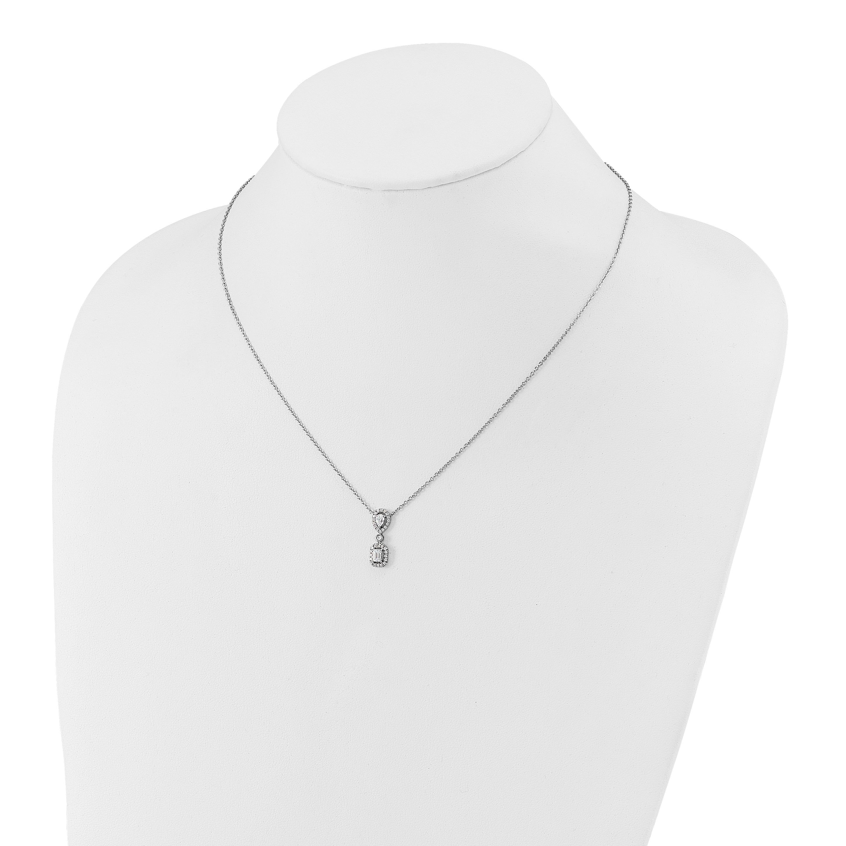 14k White Gold 1/2 carat Lab Grown Diamond VS+ F+ Complete 18 inch Halo Dangle Fashion Necklace
