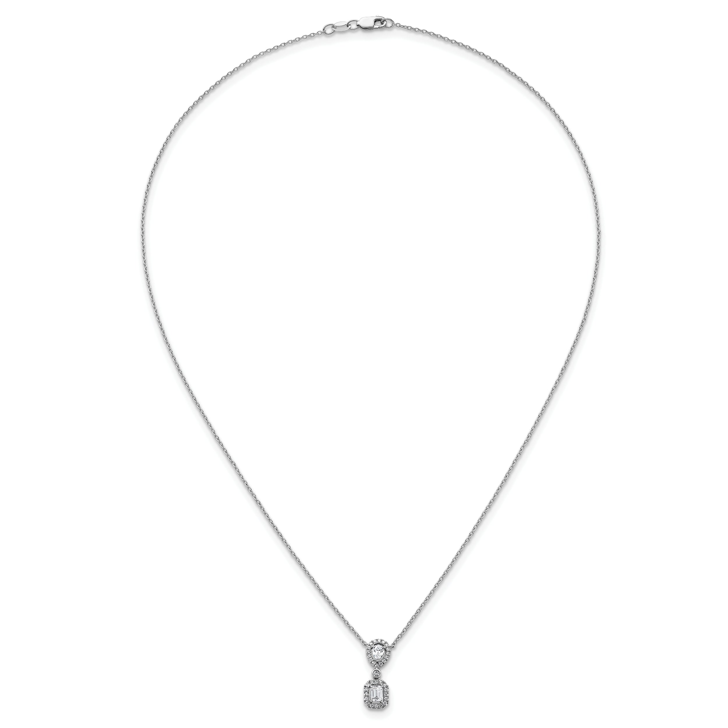 14k White Gold 1/2 carat Lab Grown Diamond VS+ F+ Complete 18 inch Halo Dangle Fashion Necklace