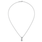 14k White Gold 1/2 carat Lab Grown Diamond VS+ F+ Complete 18 inch Halo Dangle Fashion Necklace
