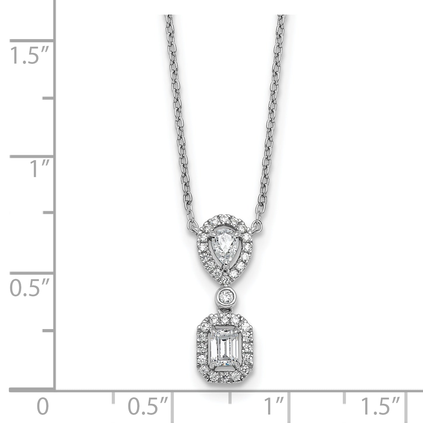14k White Gold 1/2 carat Lab Grown Diamond VS+ F+ Complete 18 inch Halo Dangle Fashion Necklace