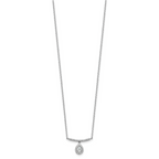 14K White Gold 1/4 carat Diamond Bar with Dangle Pear Halo 18 inch Necklace