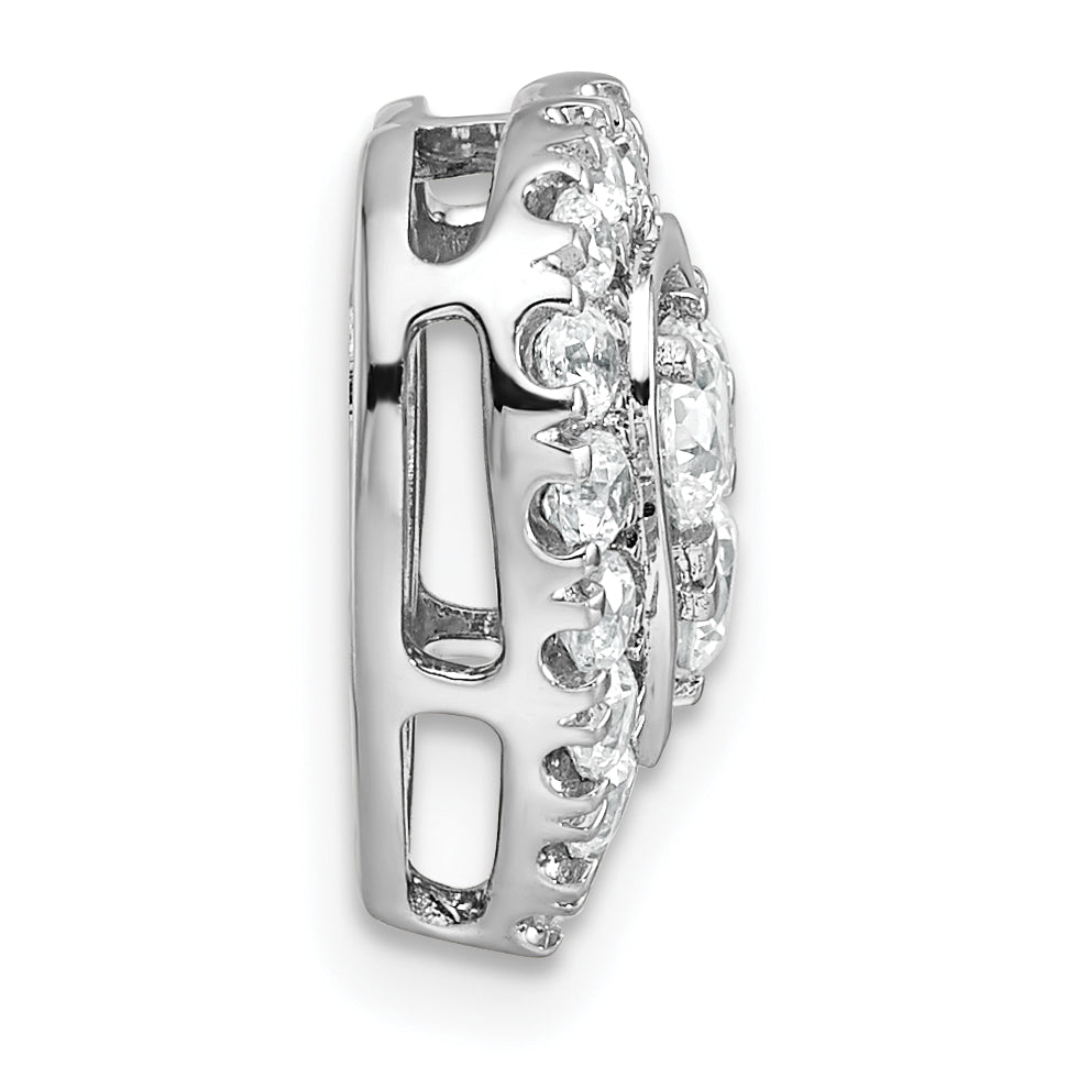 14k White Gold 7/8 carat Lab Grown Diamond VS/SI+ G+ Complete Halo Heart Chain Slide Pendant Secondary image
