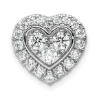 14k White Gold 7/8 carat Lab Grown Diamond VS/SI+ G+ Complete Halo Heart Chain Slide Pendant