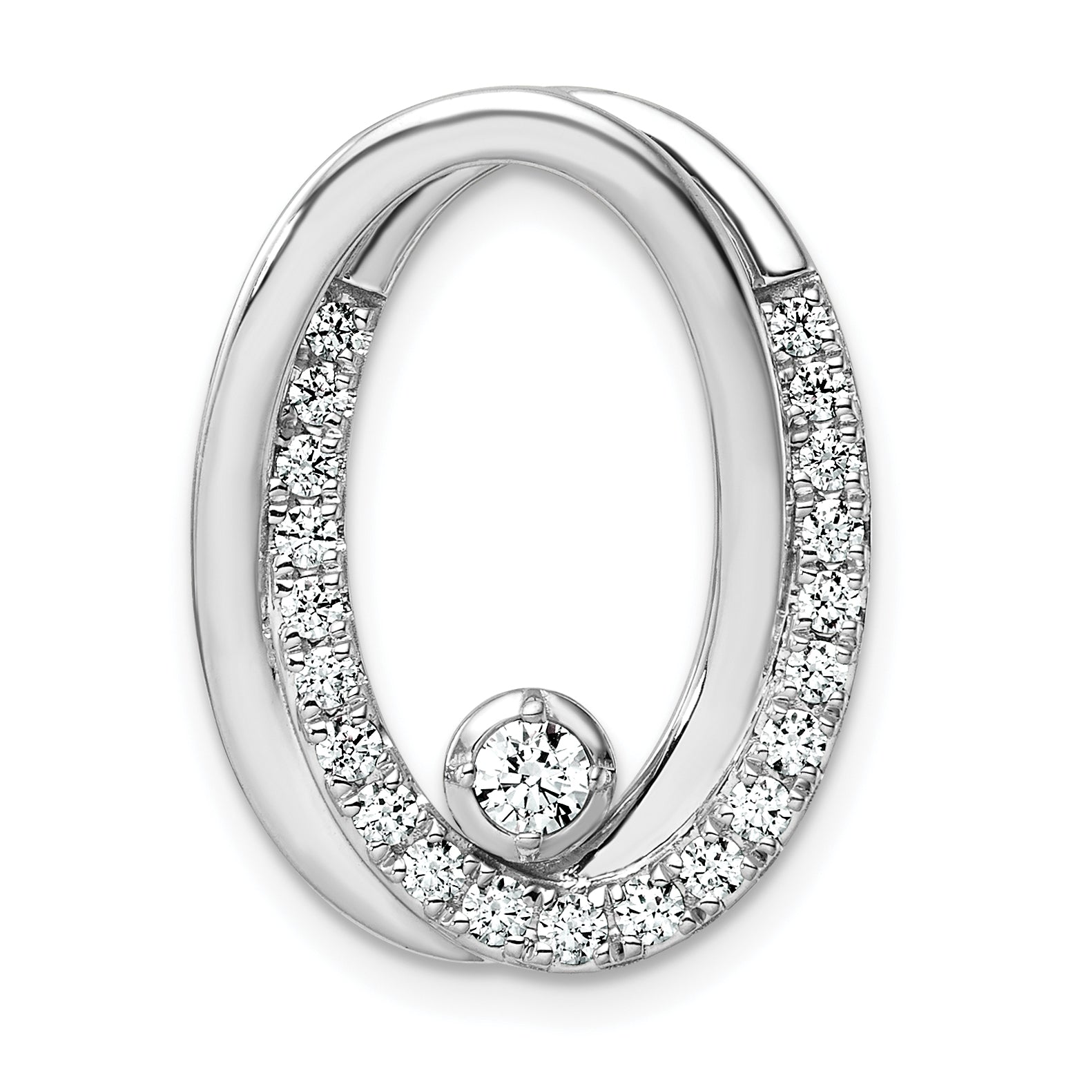 14k White Gold 1/2 carat Lab Grown Diamond VS/SI+ G+ Complete Double Oval Chain Slide Pendant Main image