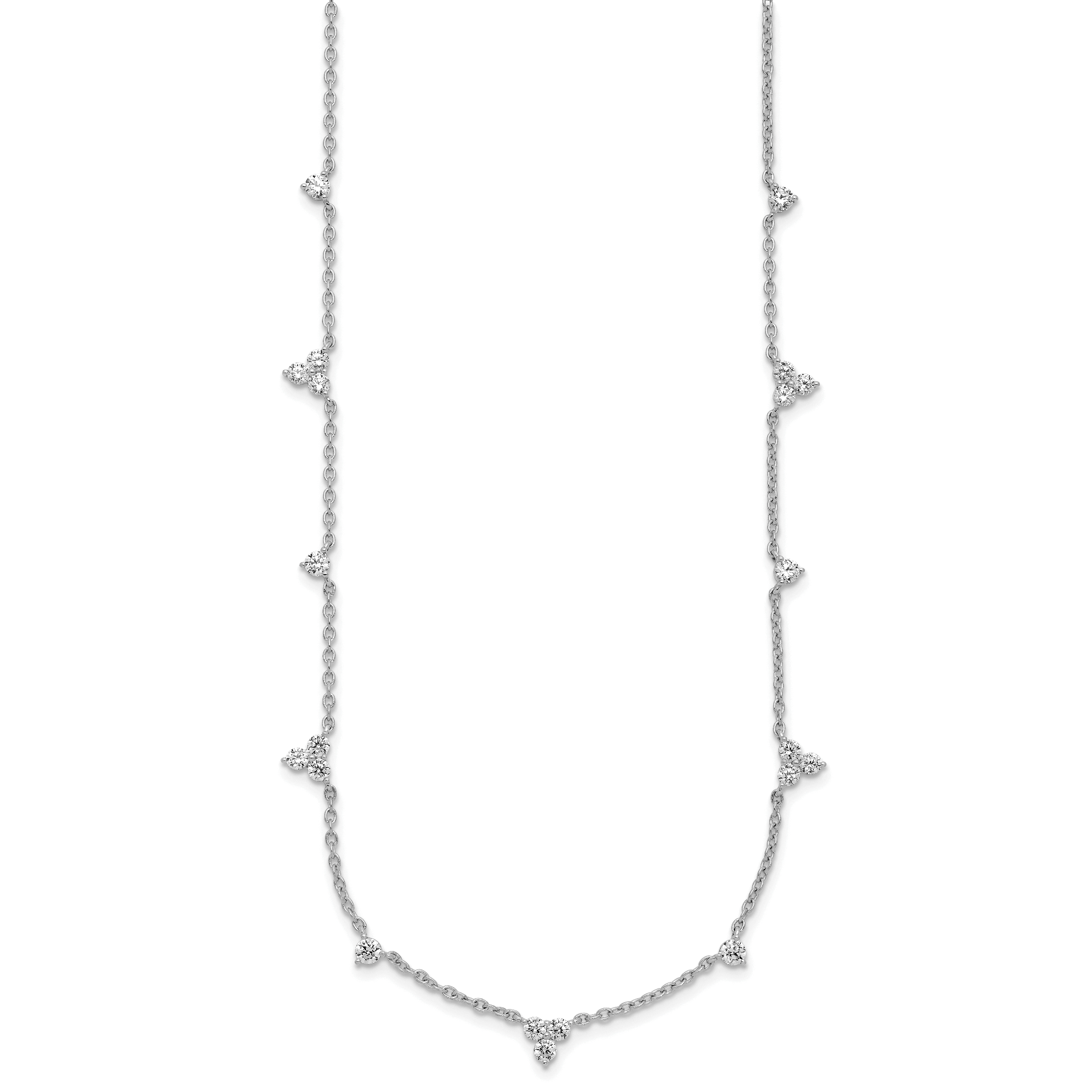 14k White Gold 1 3/4 carat Lab Grown Diamond VS/SI+ G+ Eleven Station 18 inch Necklace Secondary image