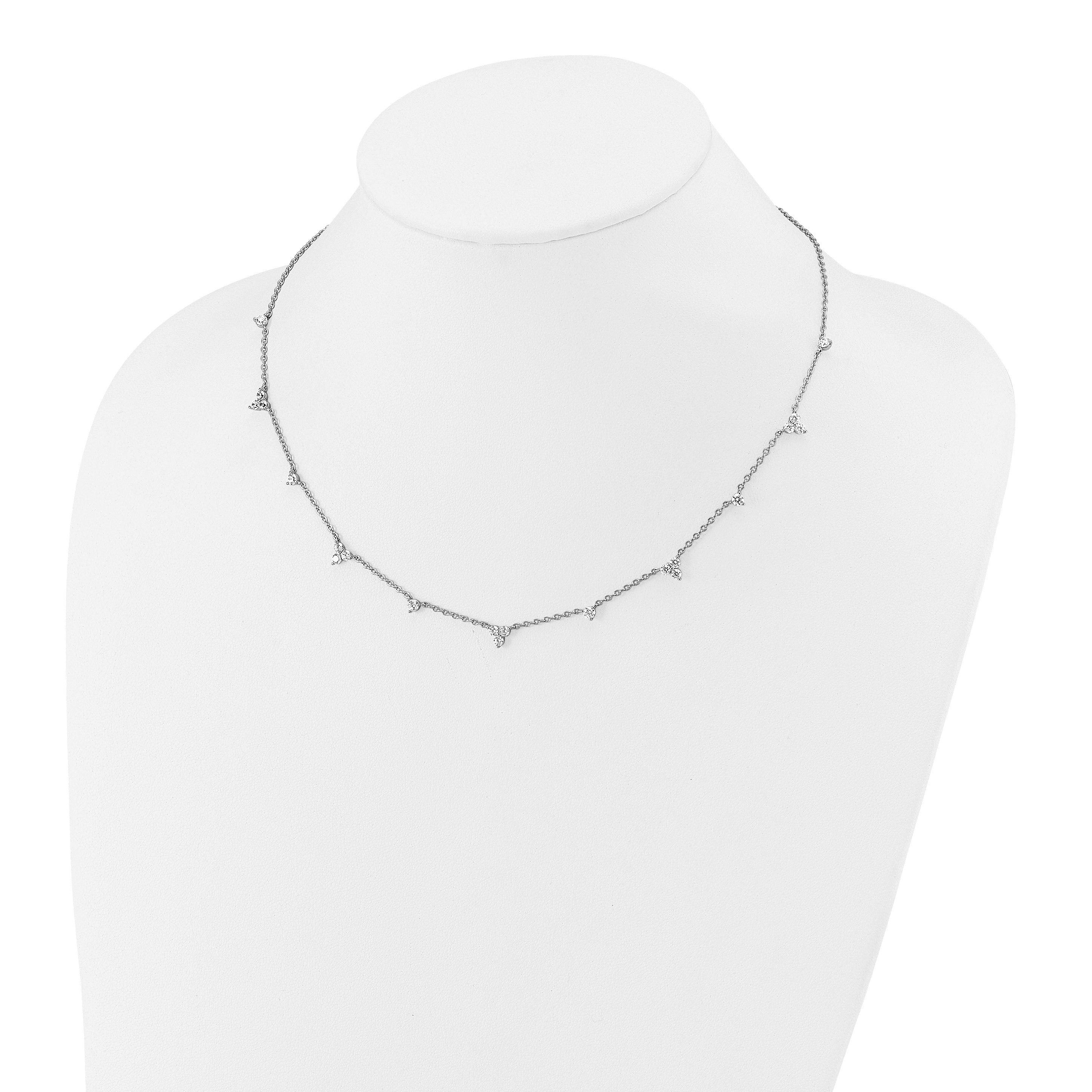 14k White Gold 1 3/4 carat Lab Grown Diamond VS/SI+ G+ Eleven Station 18 inch Necklace