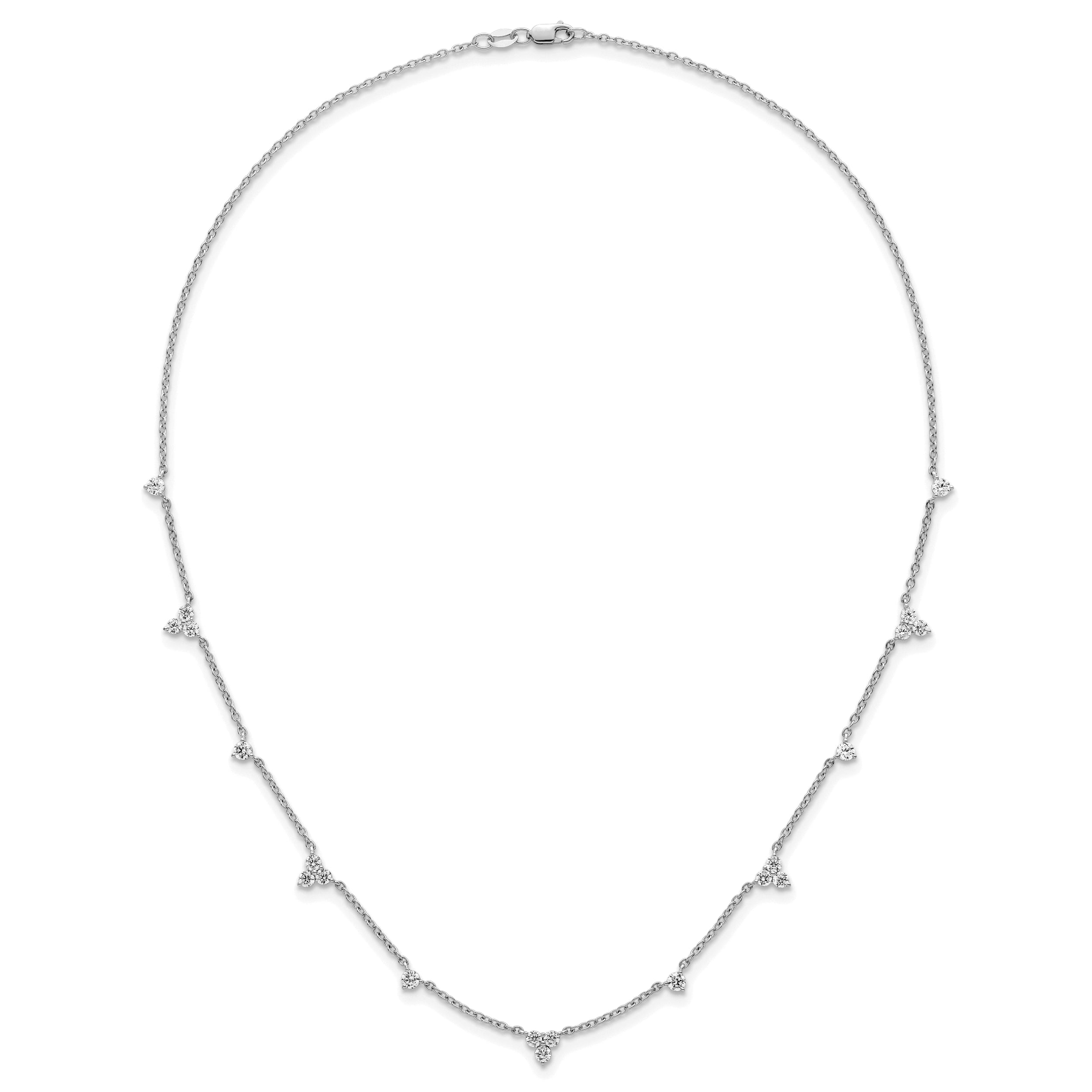 14k White Gold 1 3/4 carat Lab Grown Diamond VS/SI+ G+ Eleven Station 18 inch Necklace