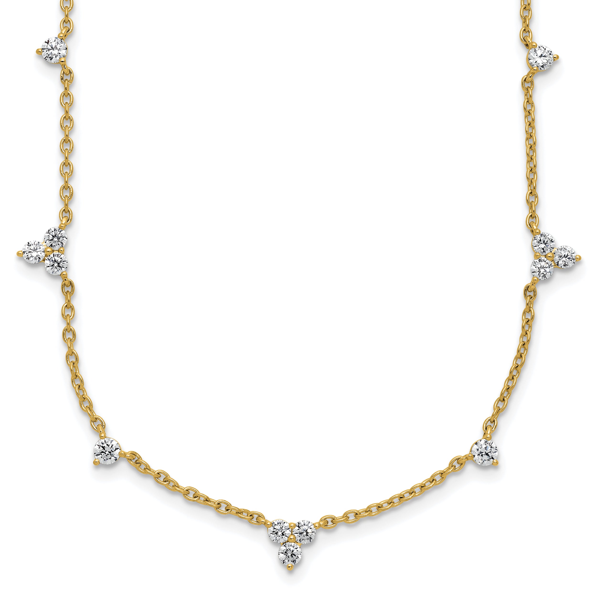 14k 1 3/4 carat Lab Grown Diamond VS/SI+ G+ Eleven Station 18 inch Necklace
