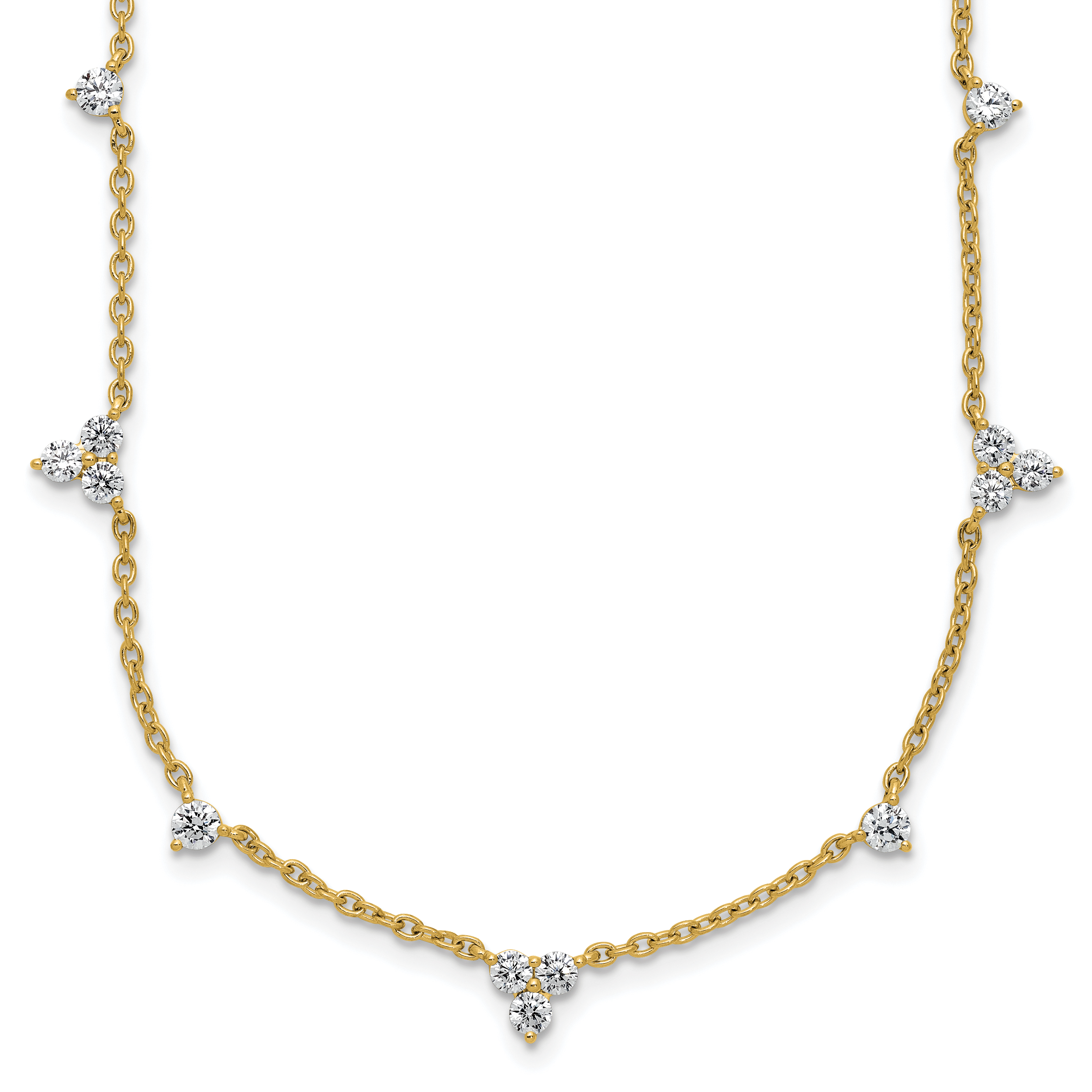 14k 1 3/4 carat Lab Grown Diamond VS/SI+ G+ Eleven Station 18 inch Necklace
