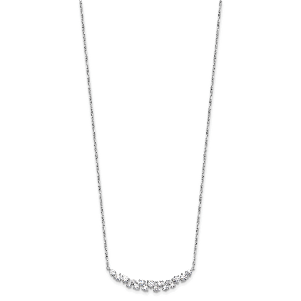 14k White Gold 7/8 carat Lab Grown Diamond VS/SI+ G+ Complete 18 inch Fashion Bar Necklace