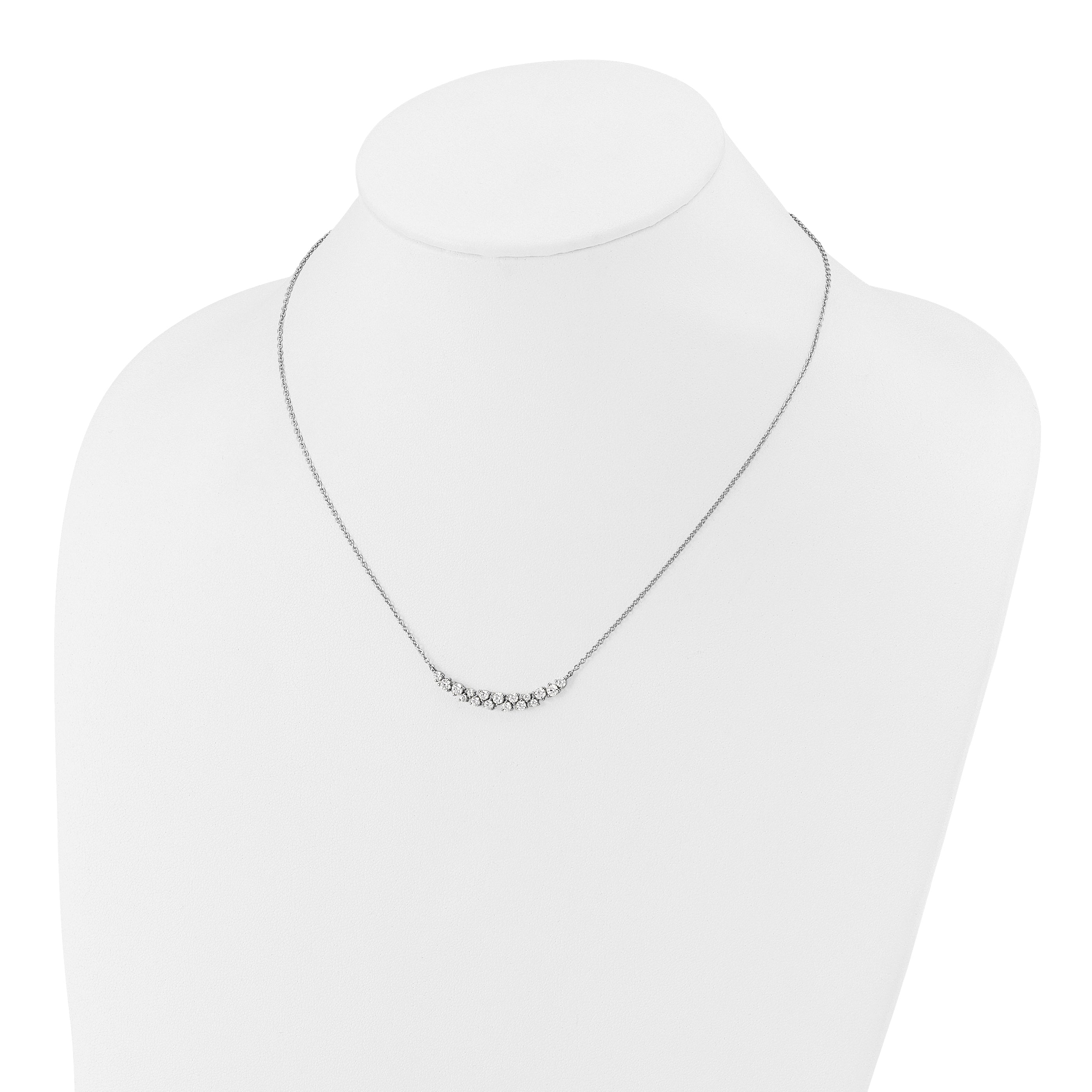 14k White Gold 7/8 carat Lab Grown Diamond VS/SI+ G+ Complete 18 inch Fashion Bar Necklace