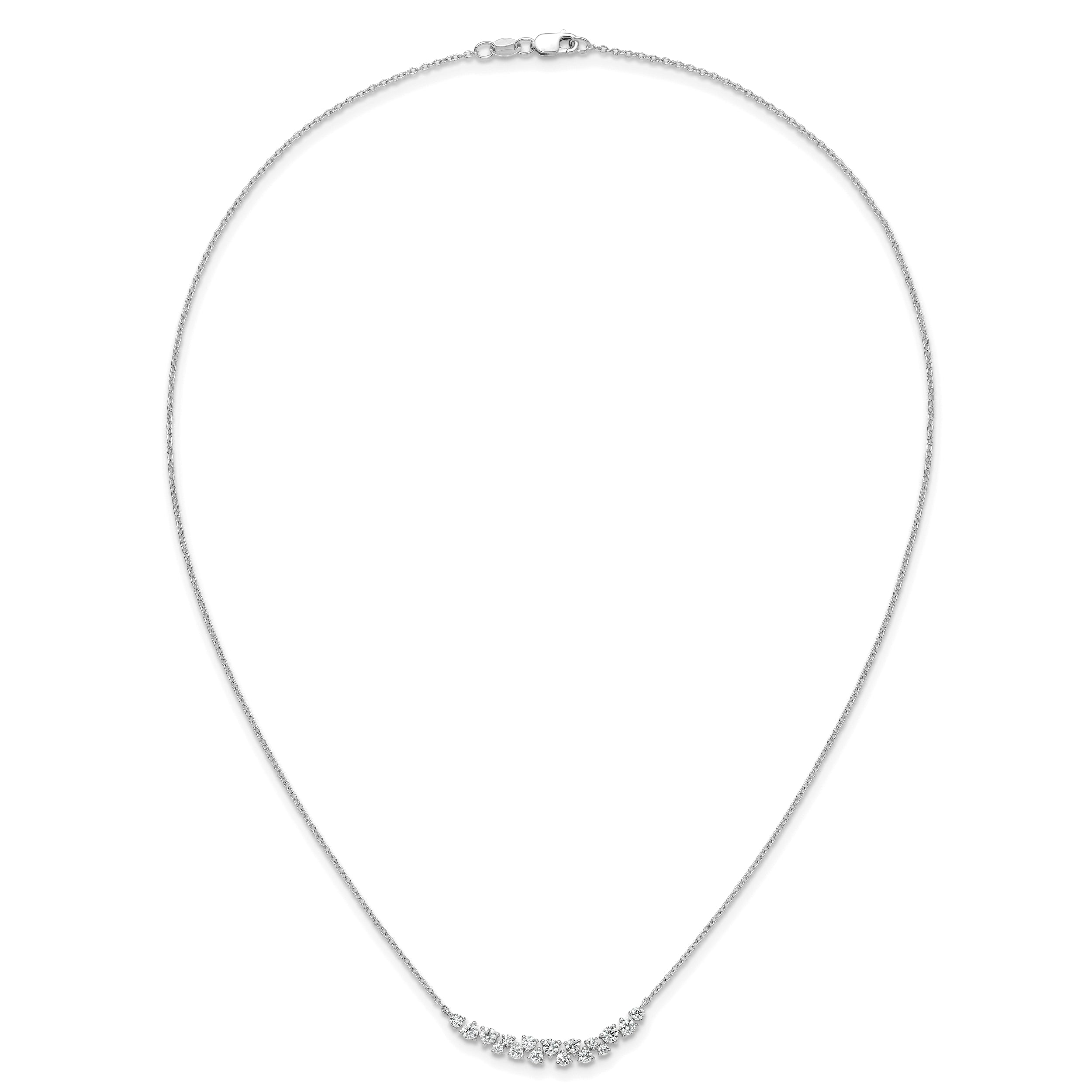 14k White Gold 7/8 carat Lab Grown Diamond VS/SI+ G+ Complete 18 inch Fashion Bar Necklace