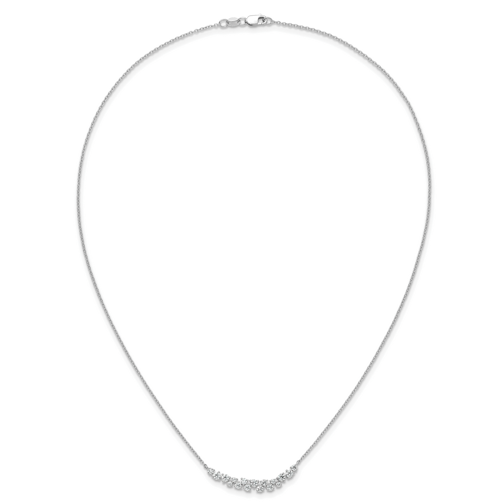14k White Gold 7/8 carat Lab Grown Diamond VS/SI+ G+ Complete 18 inch Fashion Bar Necklace