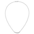 14k White Gold 7/8 carat Lab Grown Diamond VS/SI+ G+ Complete 18 inch Fashion Bar Necklace
